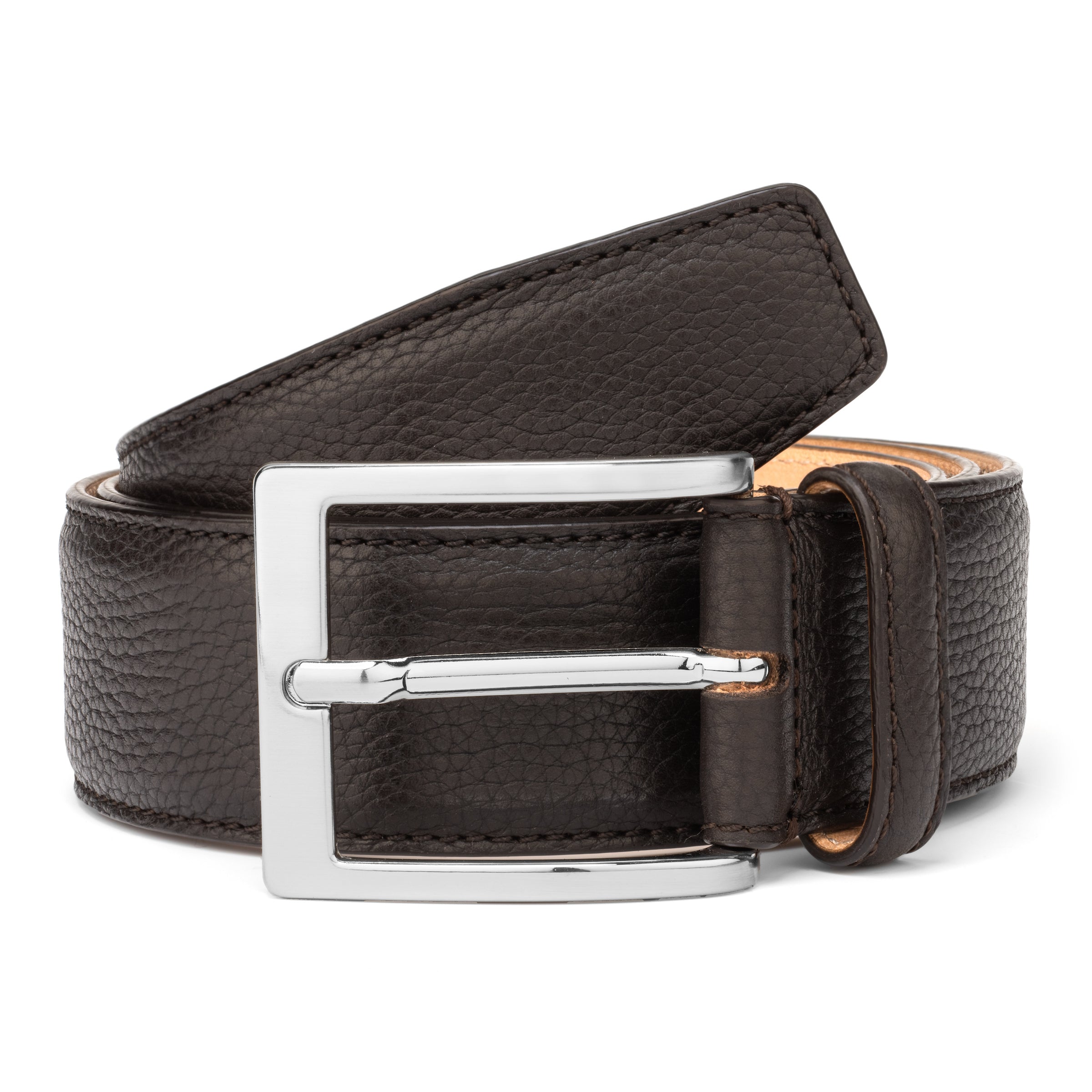 The Hopper belt with dark brown leather strap 