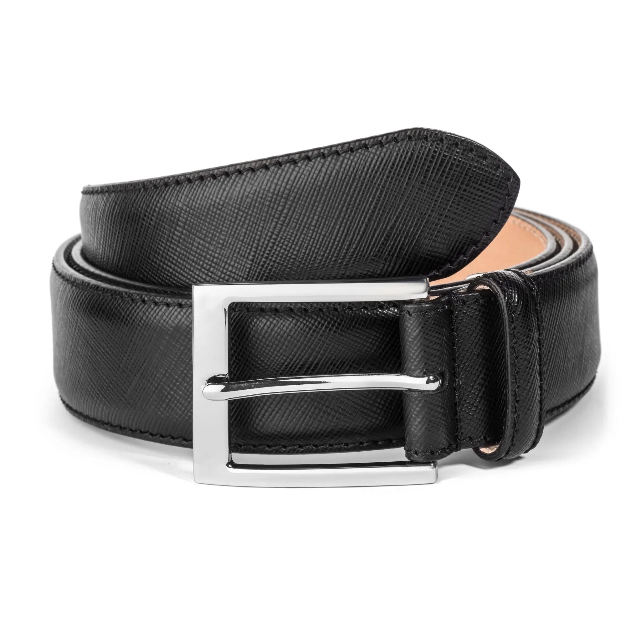 Black Saffiano Textured Leather Belt by To Boot New York