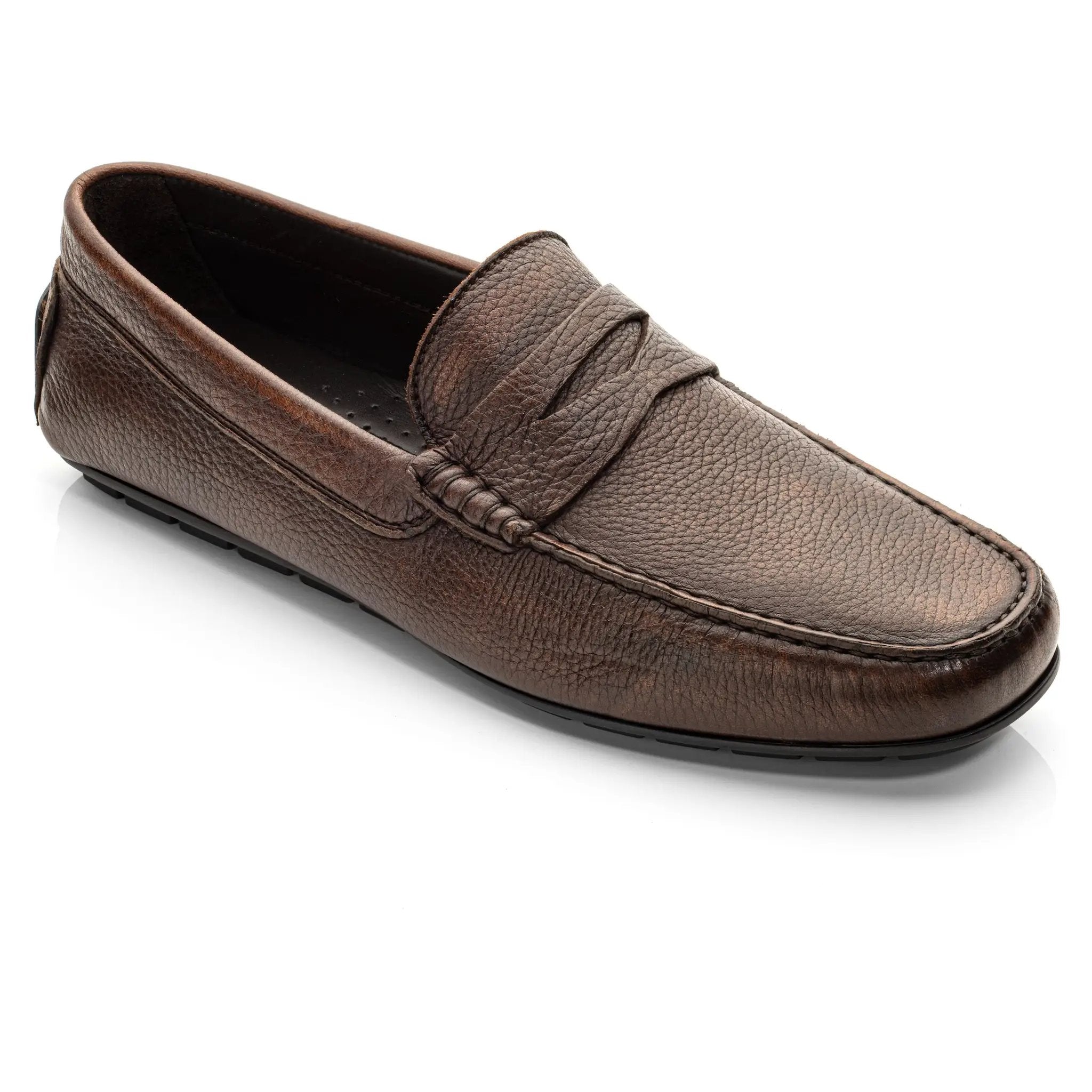 Vieques Mid Brown Deerskin Penny Driving Loafer by To Boot New York