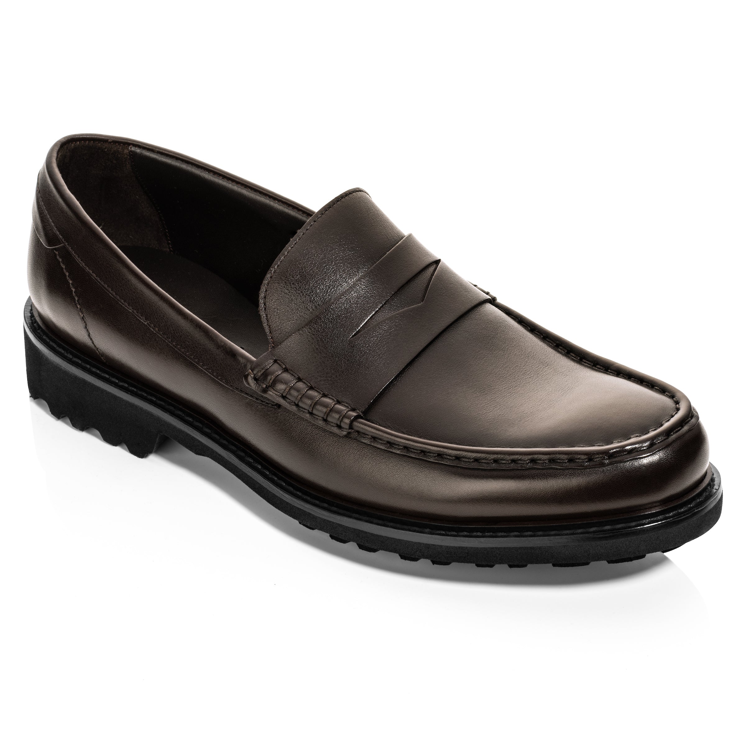 Women's Penny Lug Sole Loafer In Black Leather - Thursday