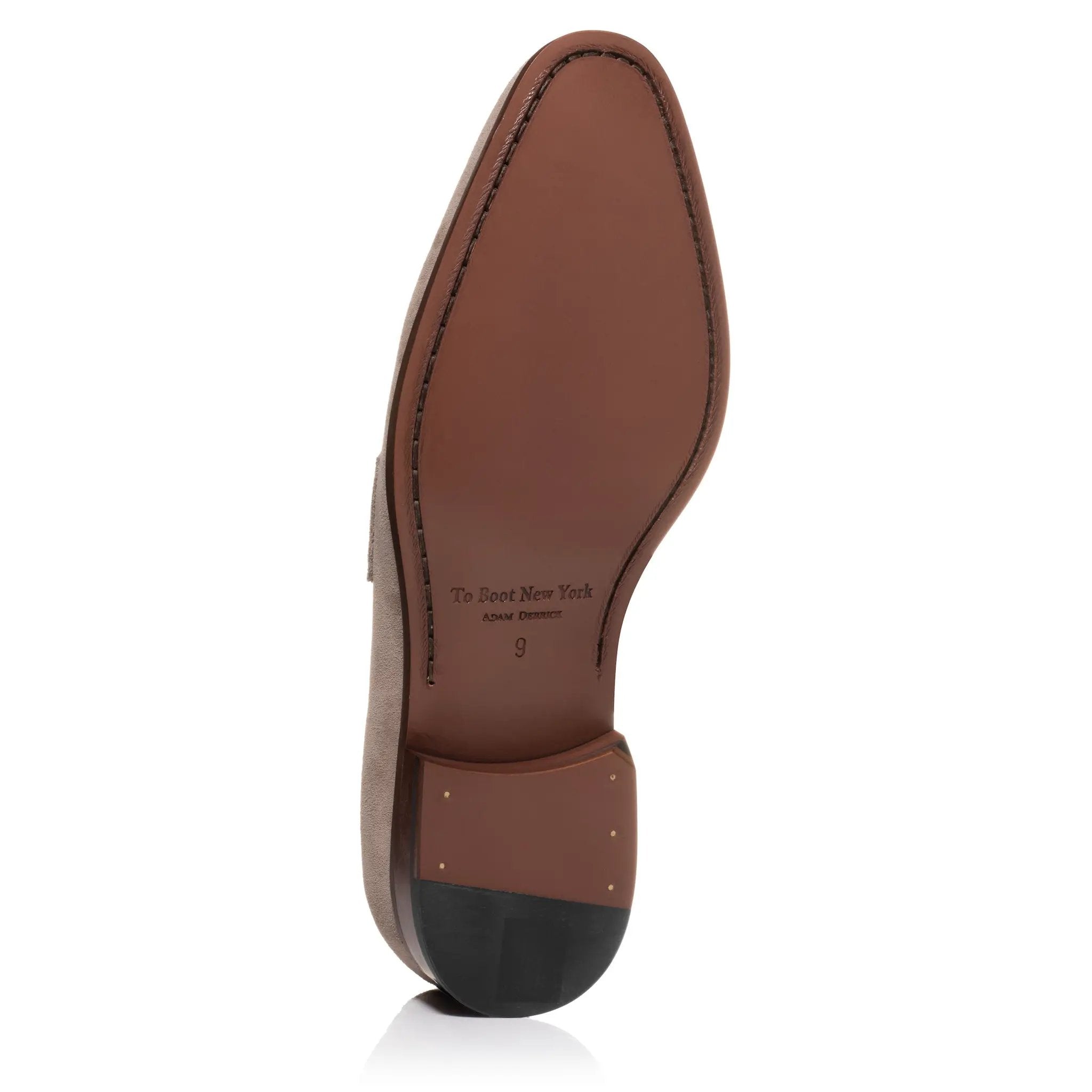 Tesoro Taupe Suede Slip-On Penny Loafer by To Boot New York