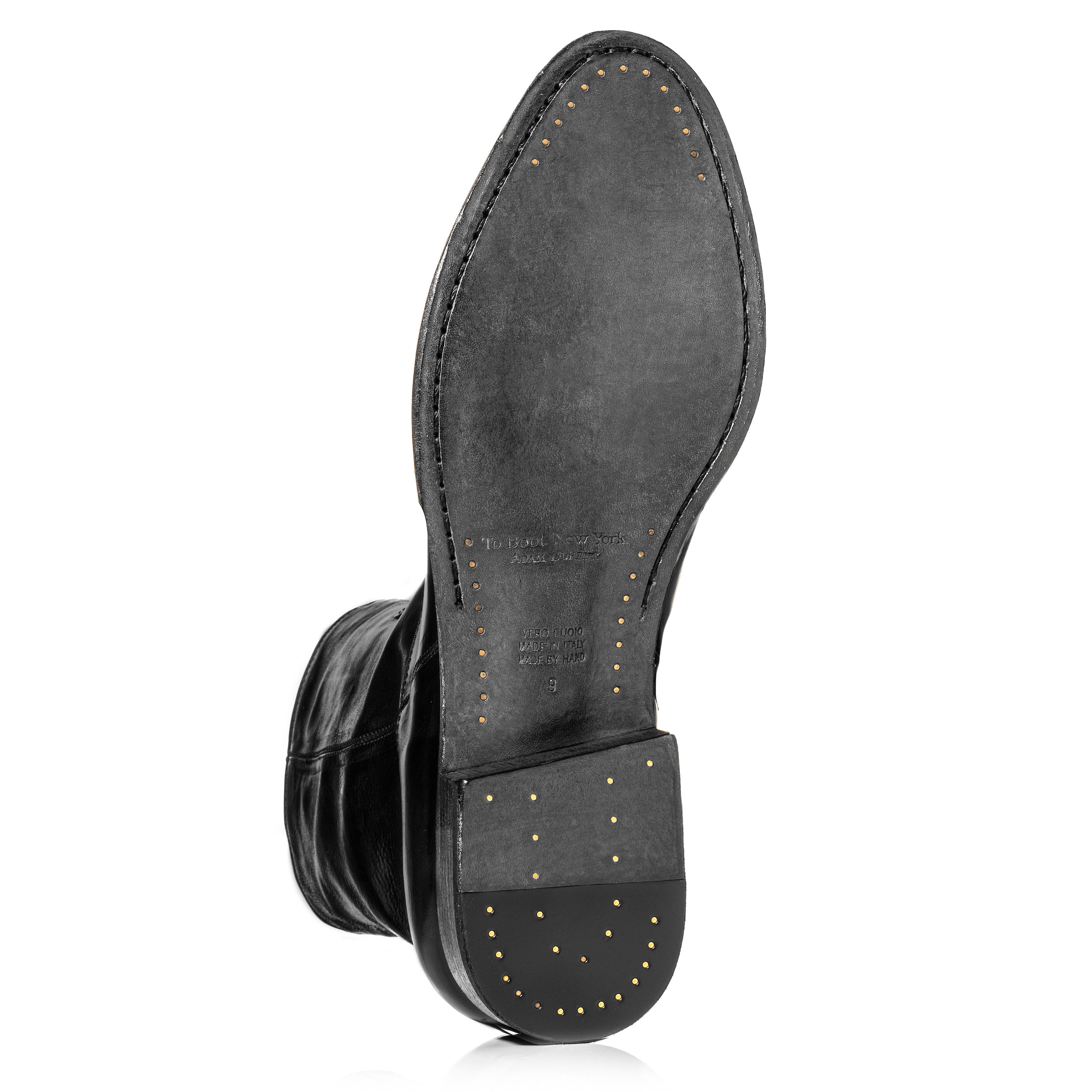 Belvedere Black Calf Leather Zip Boot