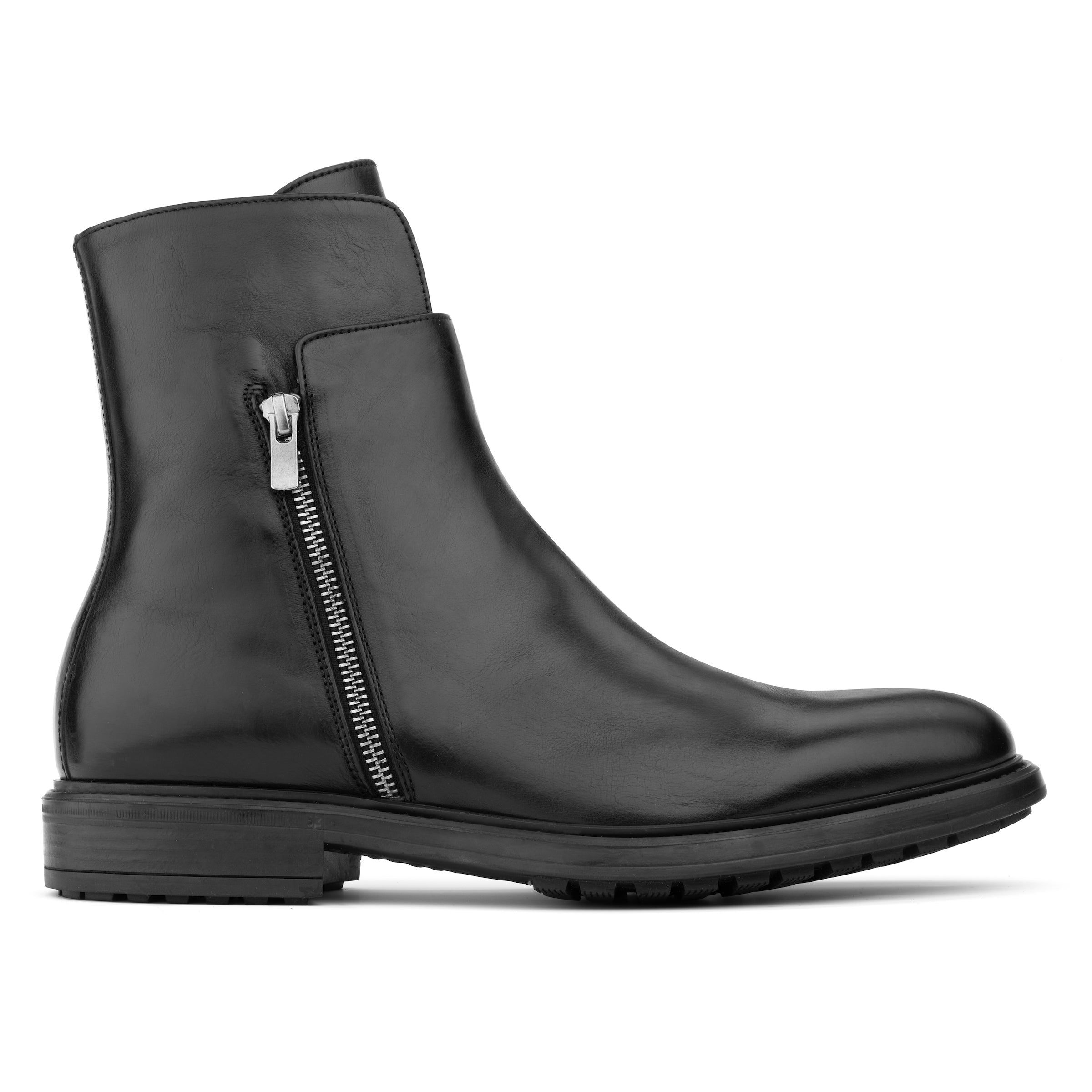 Boyd Black Calf Leather Zipper Boot