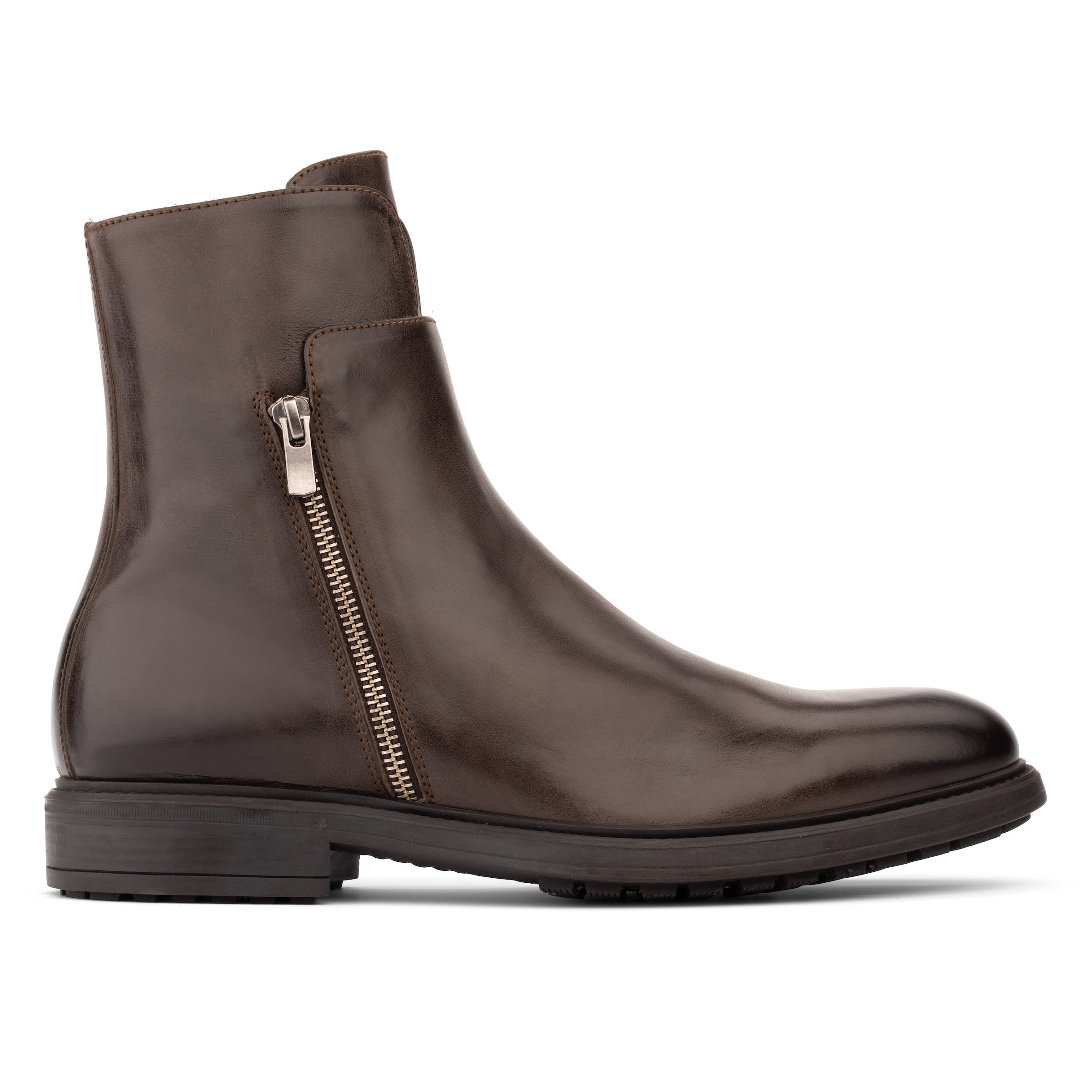 Boyd Dark Brown Calf Leather Zipper Boot