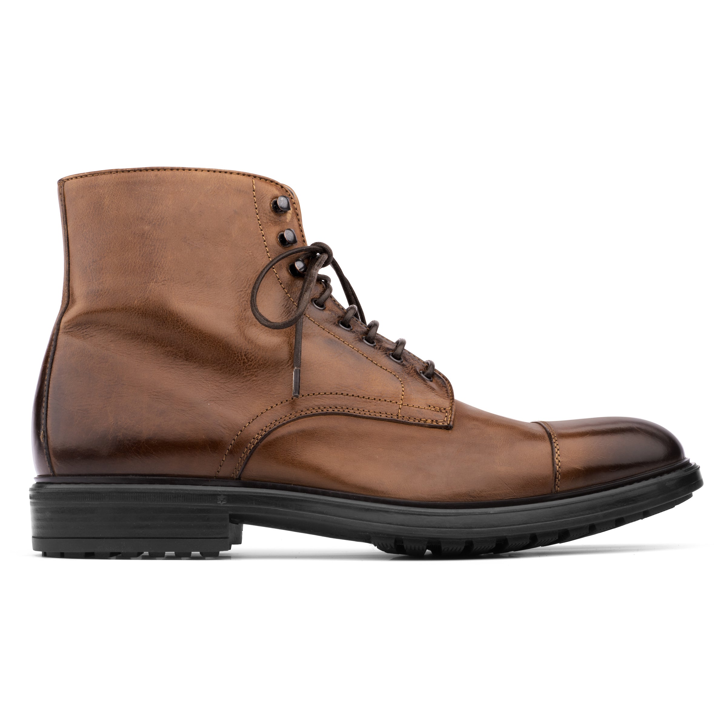 Burkett Cognac Cap Toe Lace Boot