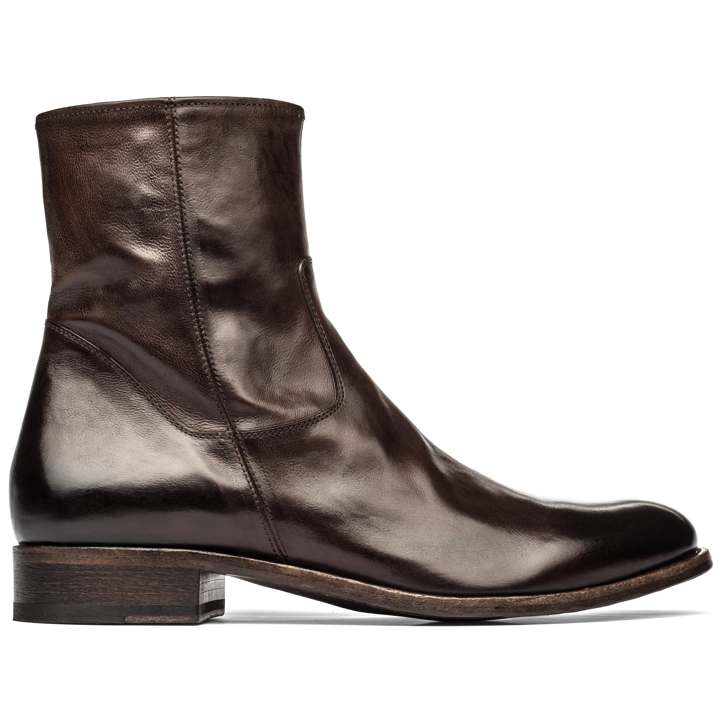 Belvedere Dark Brown Calf Leather Zip Boot