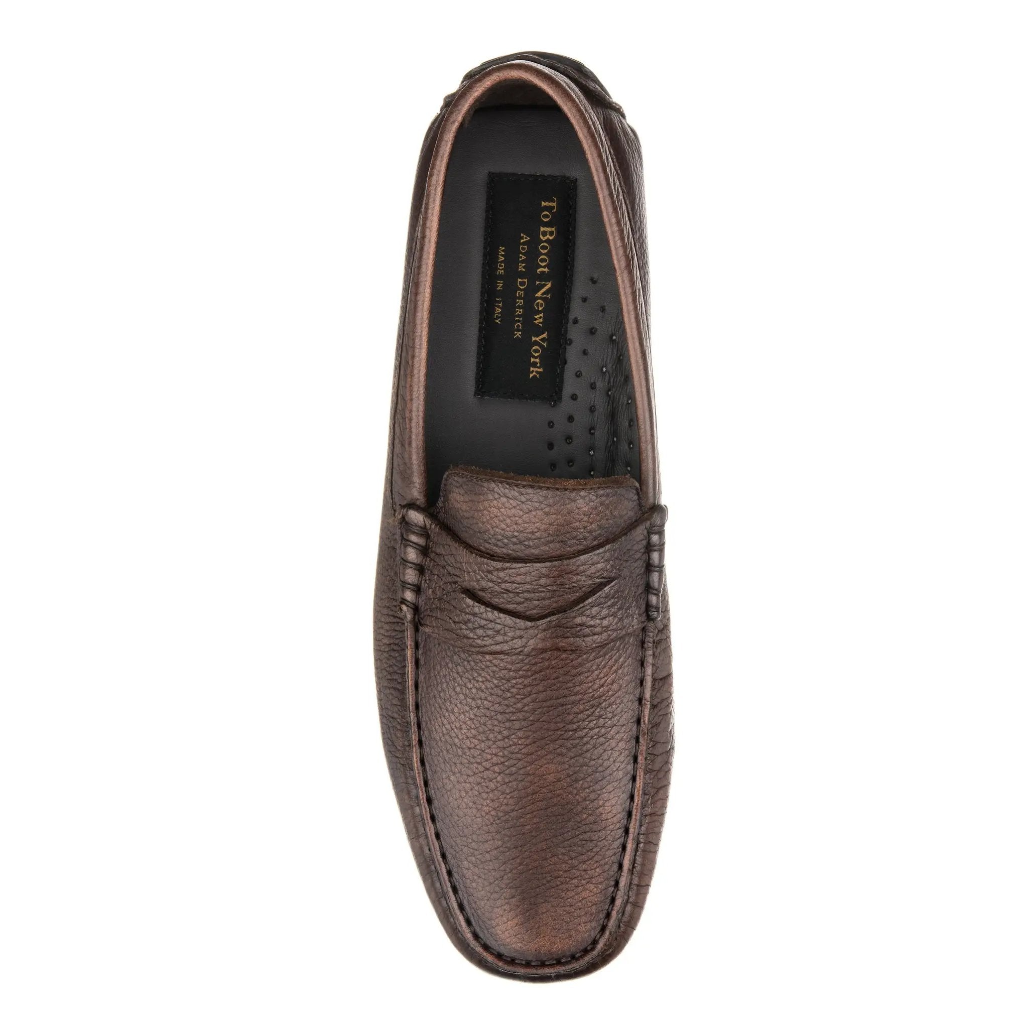 Vieques Mid Brown Deerskin Penny Driving Loafer by To Boot New York
