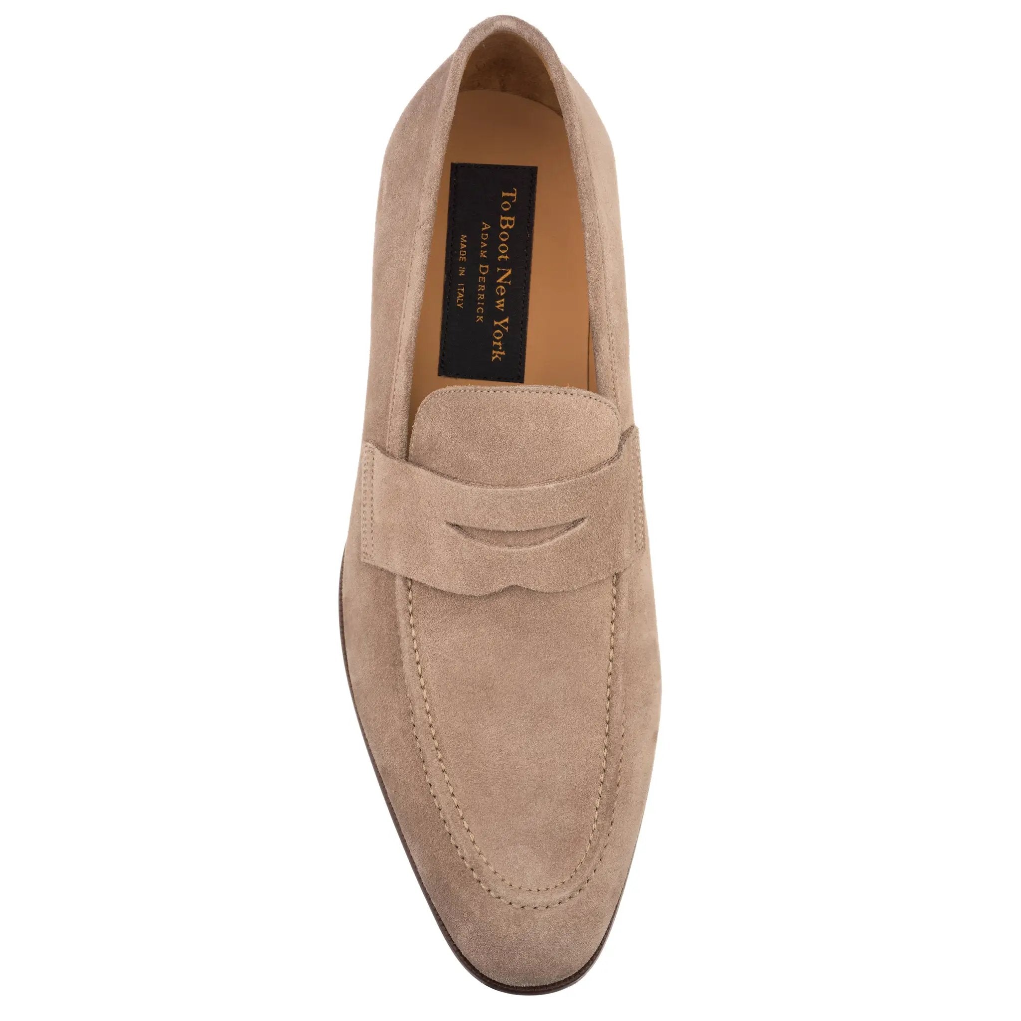 Tesoro Taupe Suede Slip-On Penny Loafer by To Boot New York