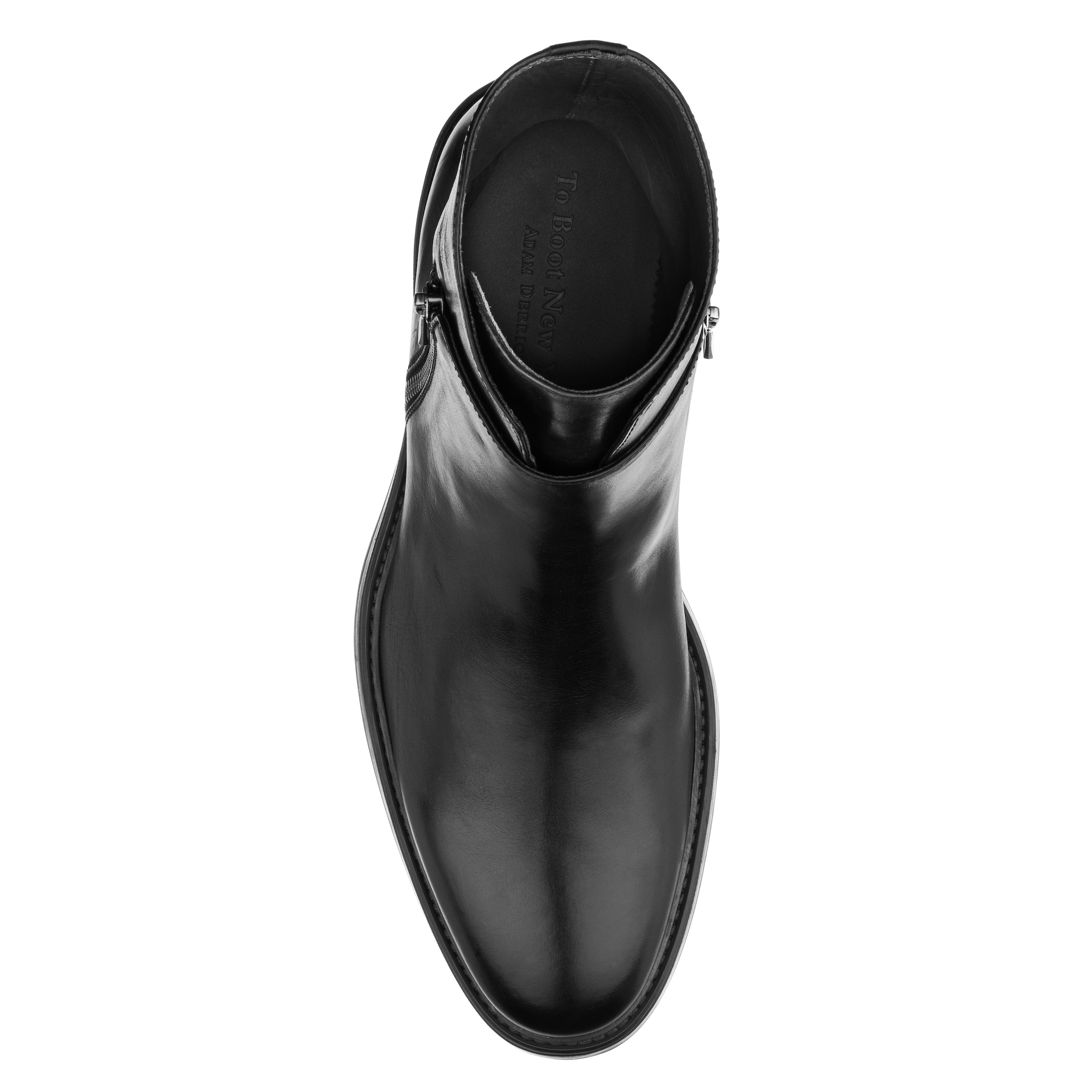 Boyd Black Calf Leather Zipper Boot
