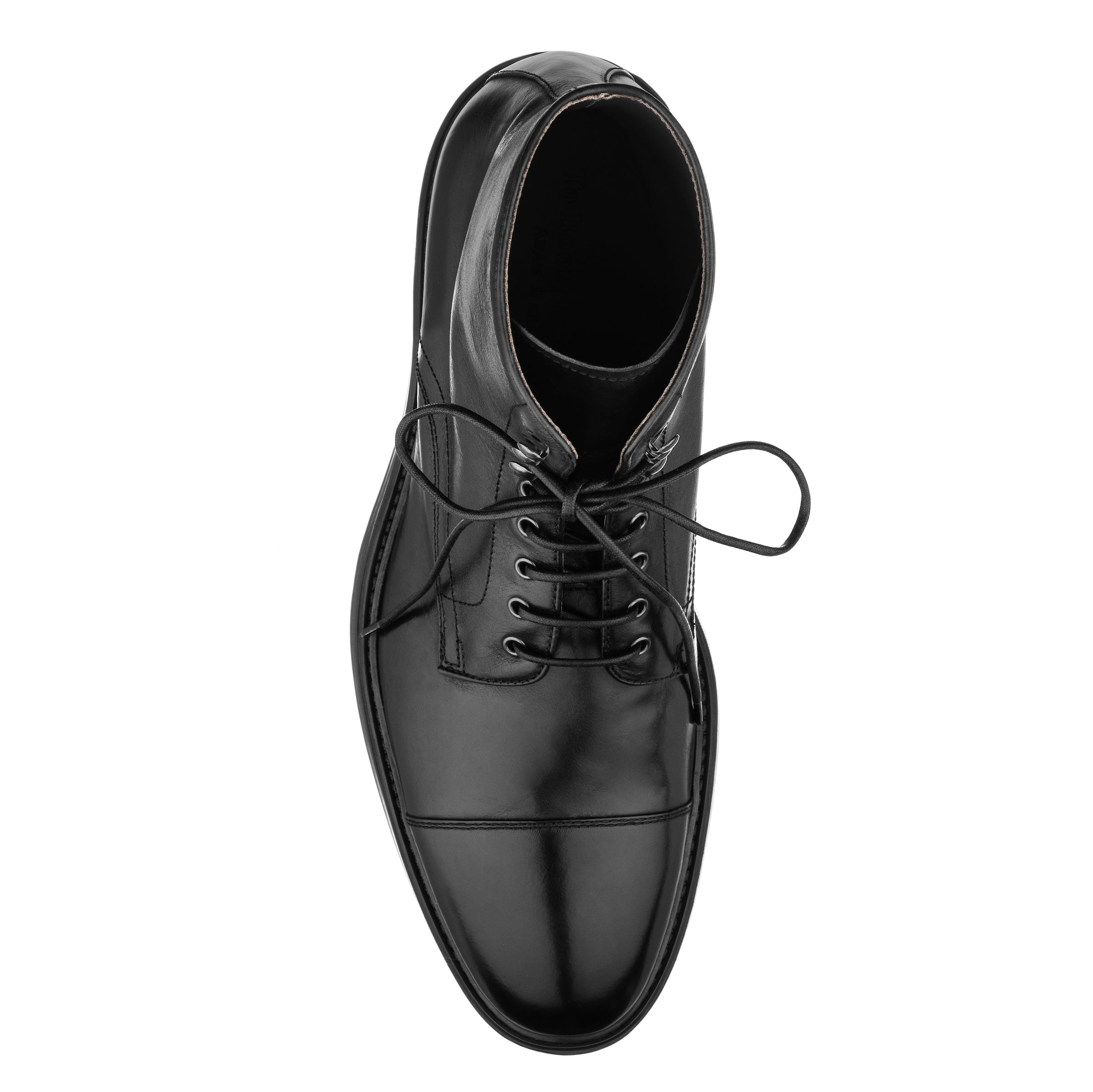 Burkett Black Calf Leather Cap Toe Lace Boot