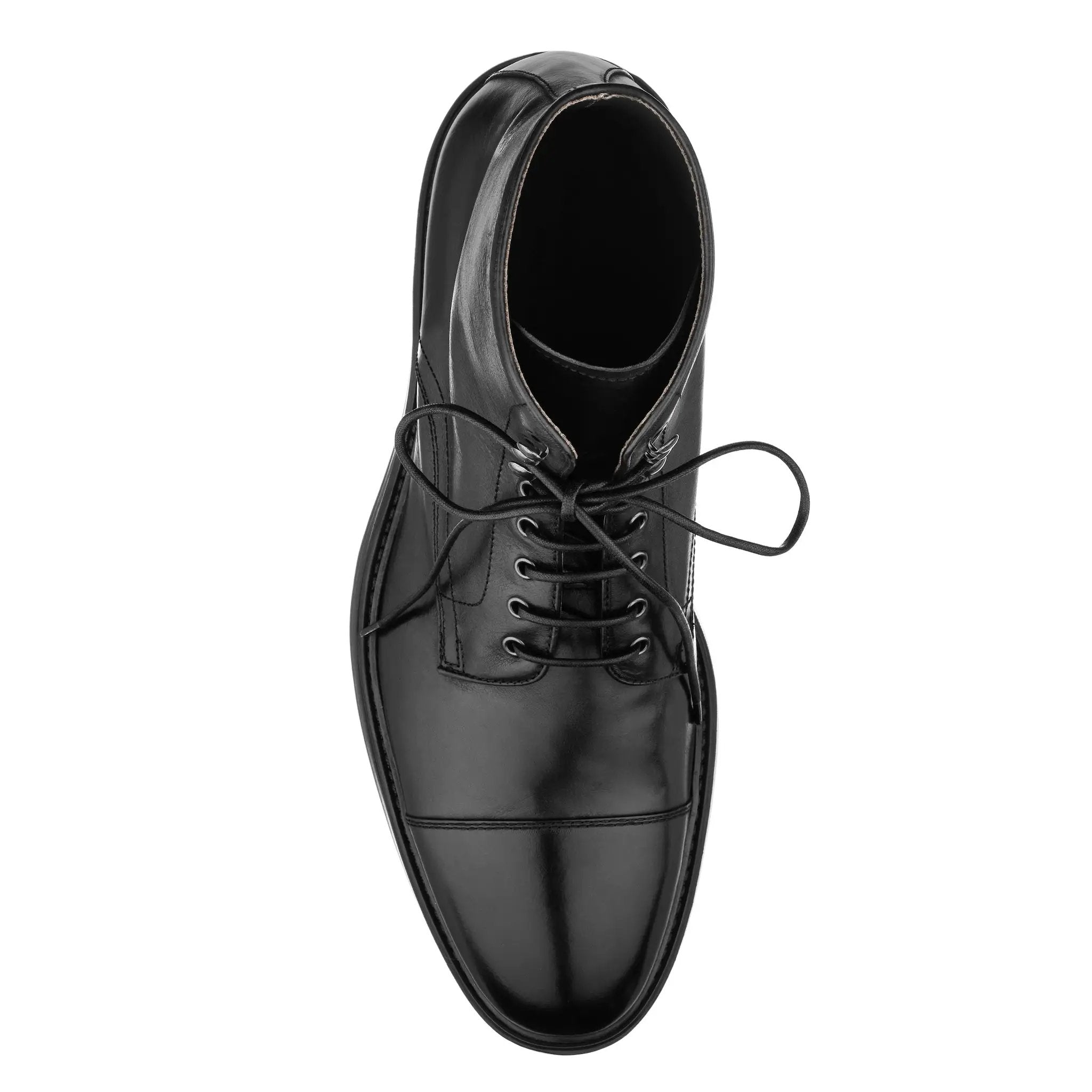Burkett Black Calf Leather Cap Toe Lace Boot by To Boot New York
