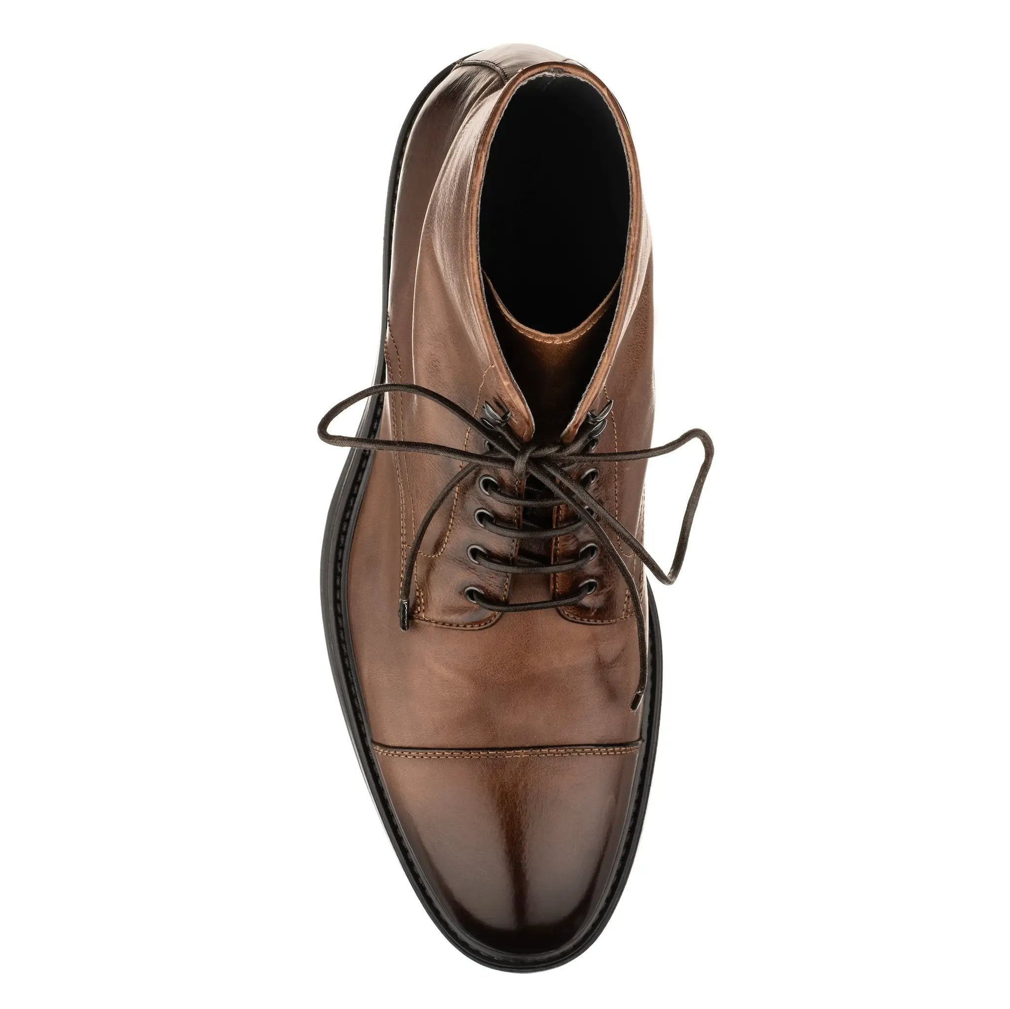 Burkett Cognac Cap Toe Lace-Up Boot by To Boot New York