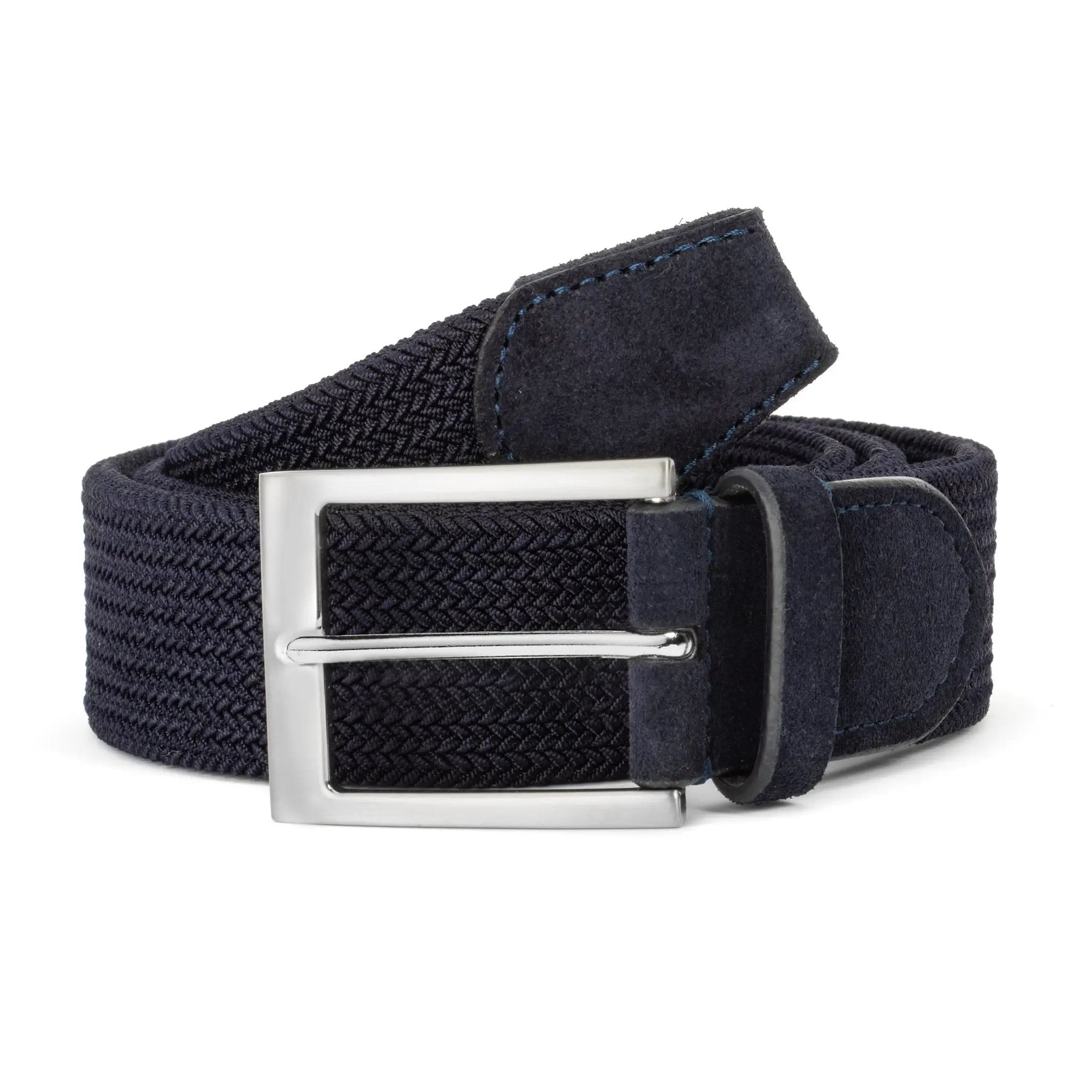 Navy Woven Elastic & Suede Belt by To Boot New York