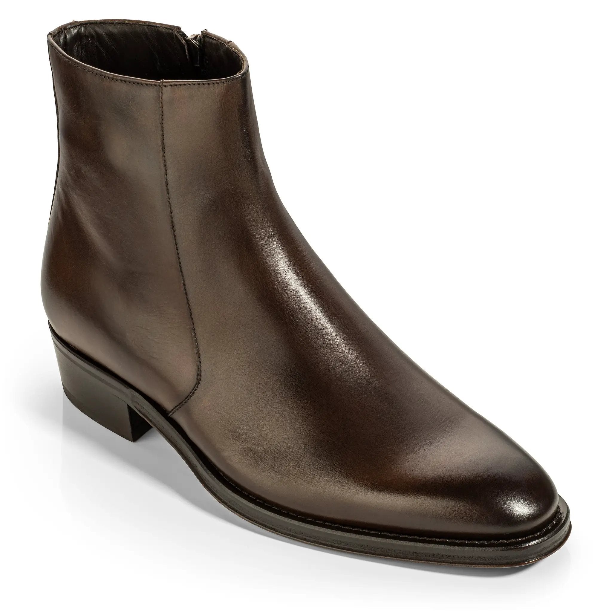 Gilmour Dark Brown Calf Leather Zip Boot by To Boot New York