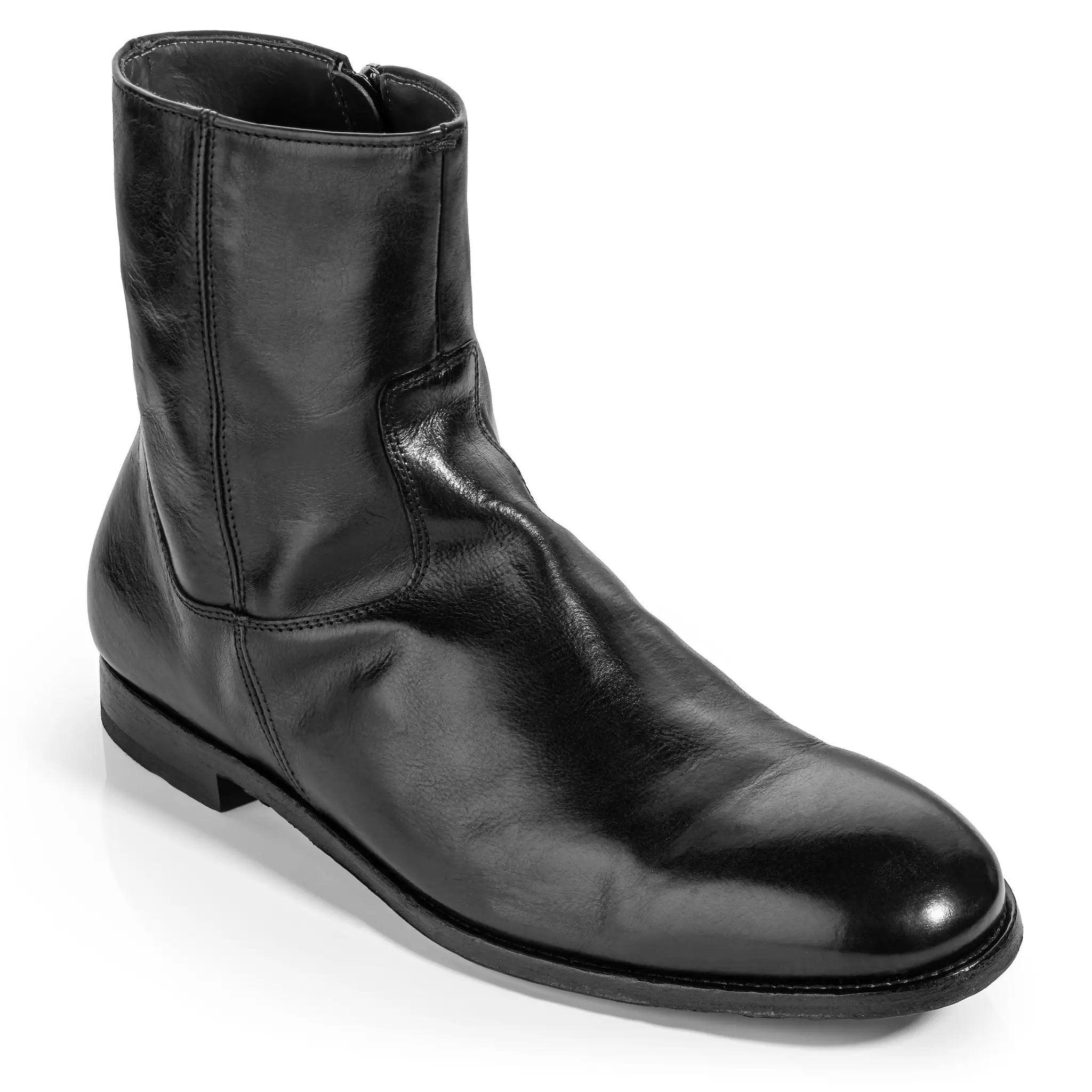Nils Black Calf Leather Plain Toe Zip Boot by To Boot New York