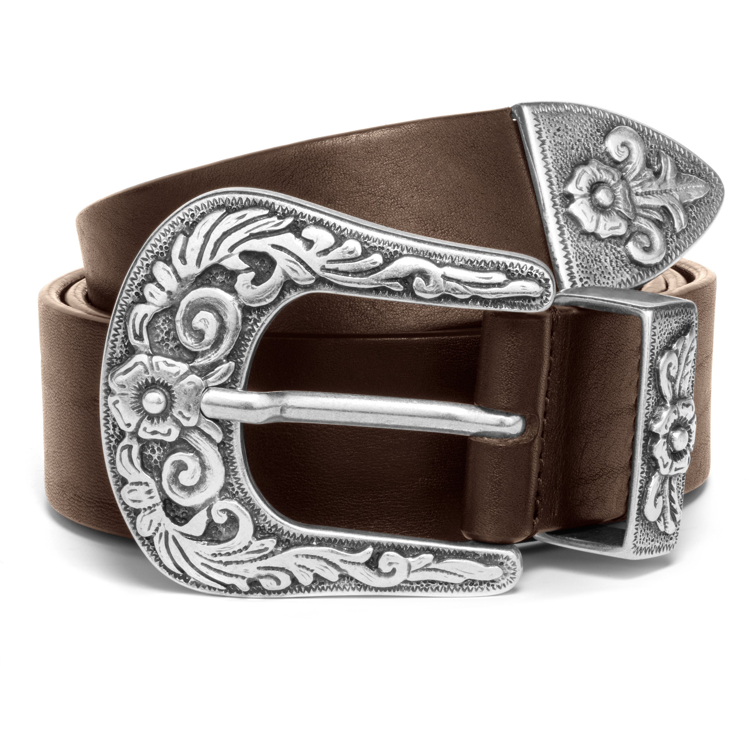 Brown Leather Western Belt