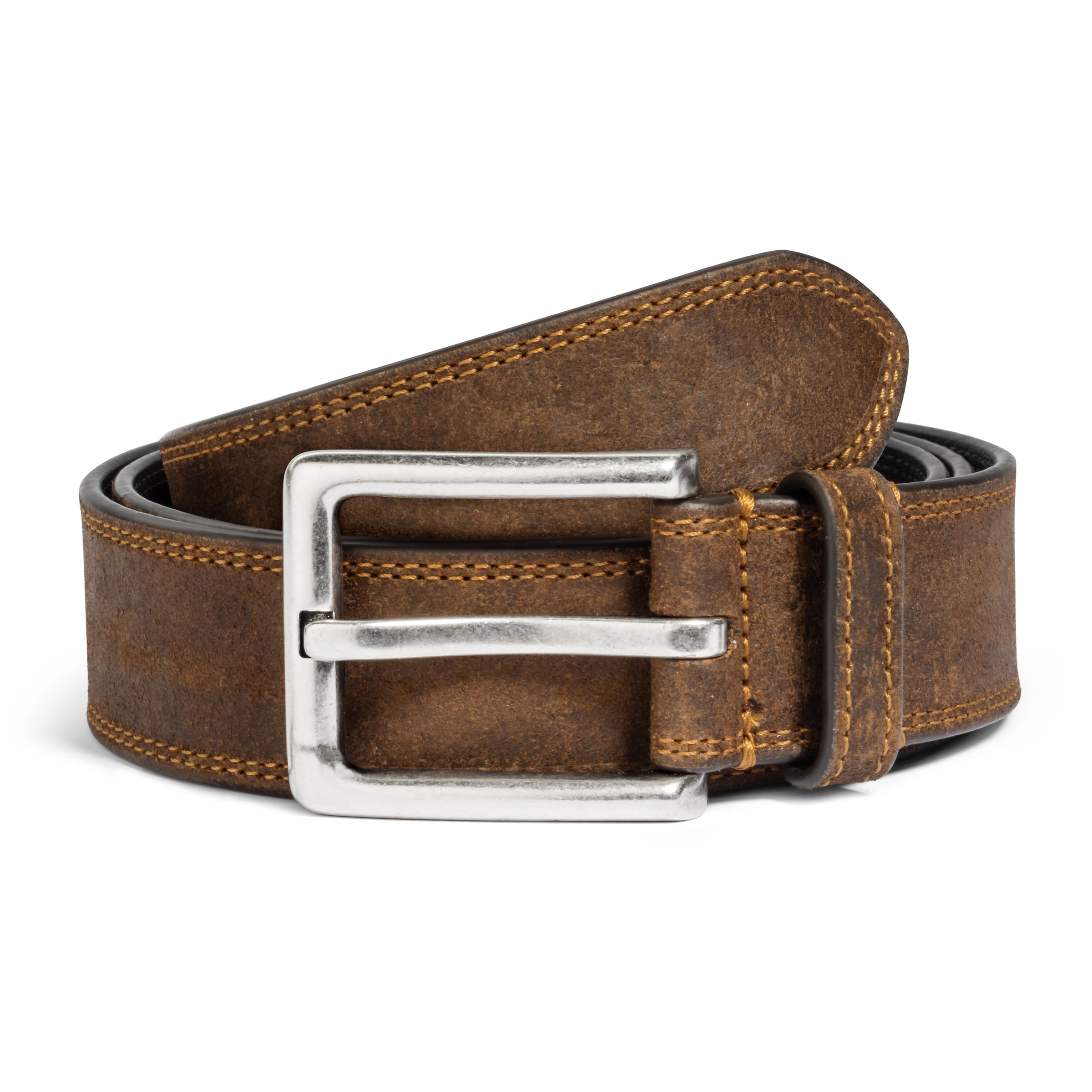 Mid Brown Waxed Suede Casual Belt
