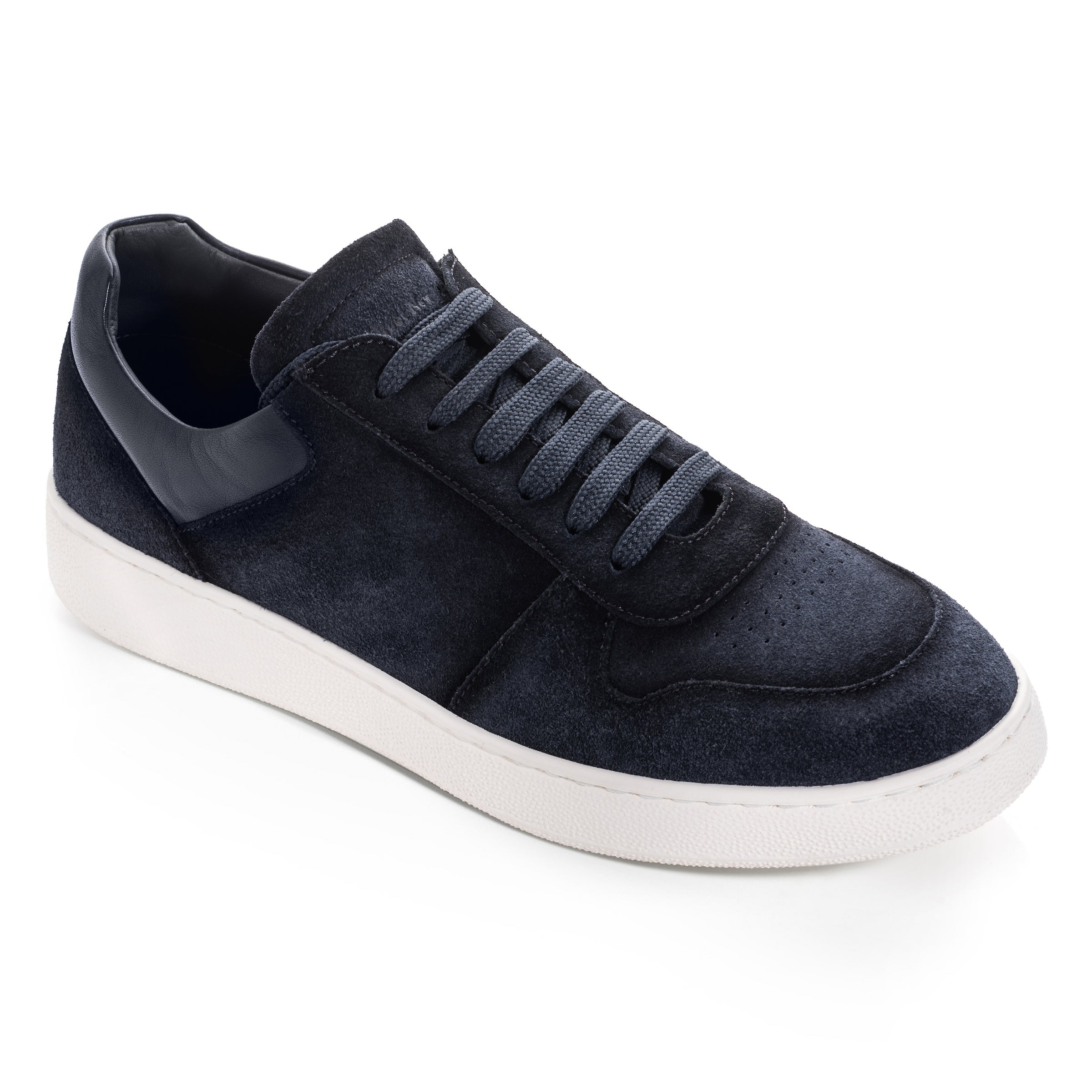 Callum Navy Blue Suede Court Sneaker