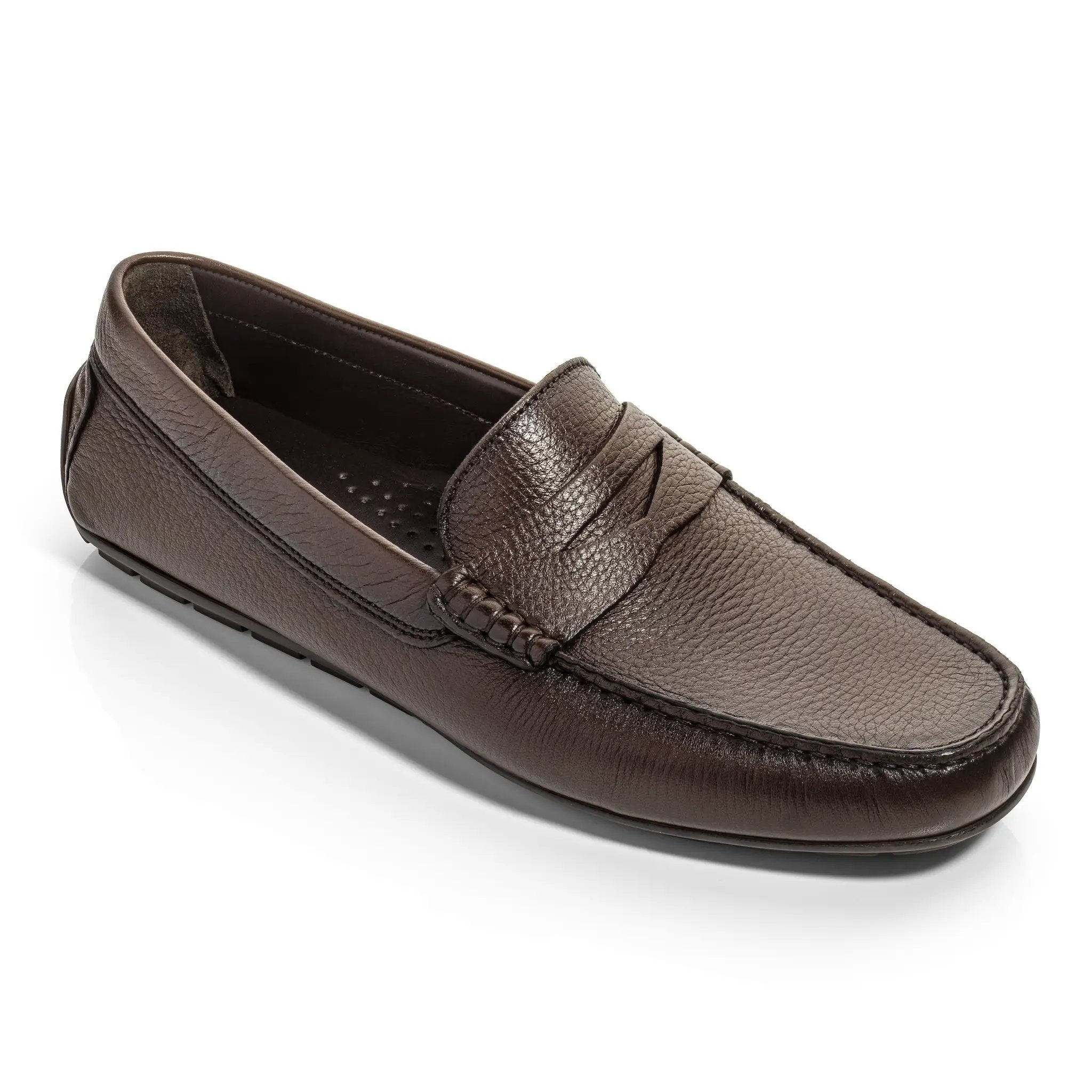Admiral Dark Brown Deerskin Leather Penny Moccasin Driving Shoe by To Boot New York