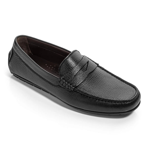 Admiral Black Deerskin Leather Men's Penny Driving Shoe