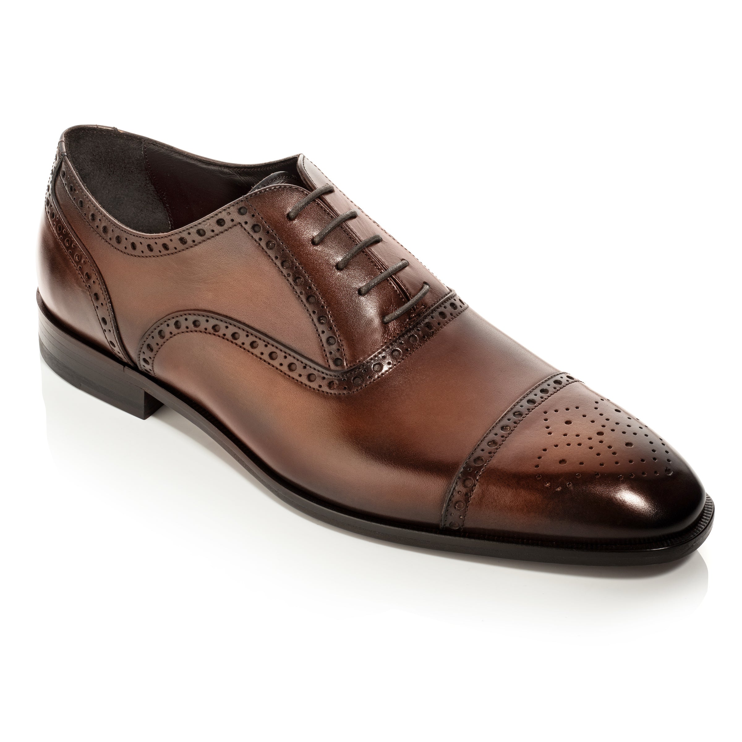 Connors Dark Brown Burnish Medallion Cap Toe