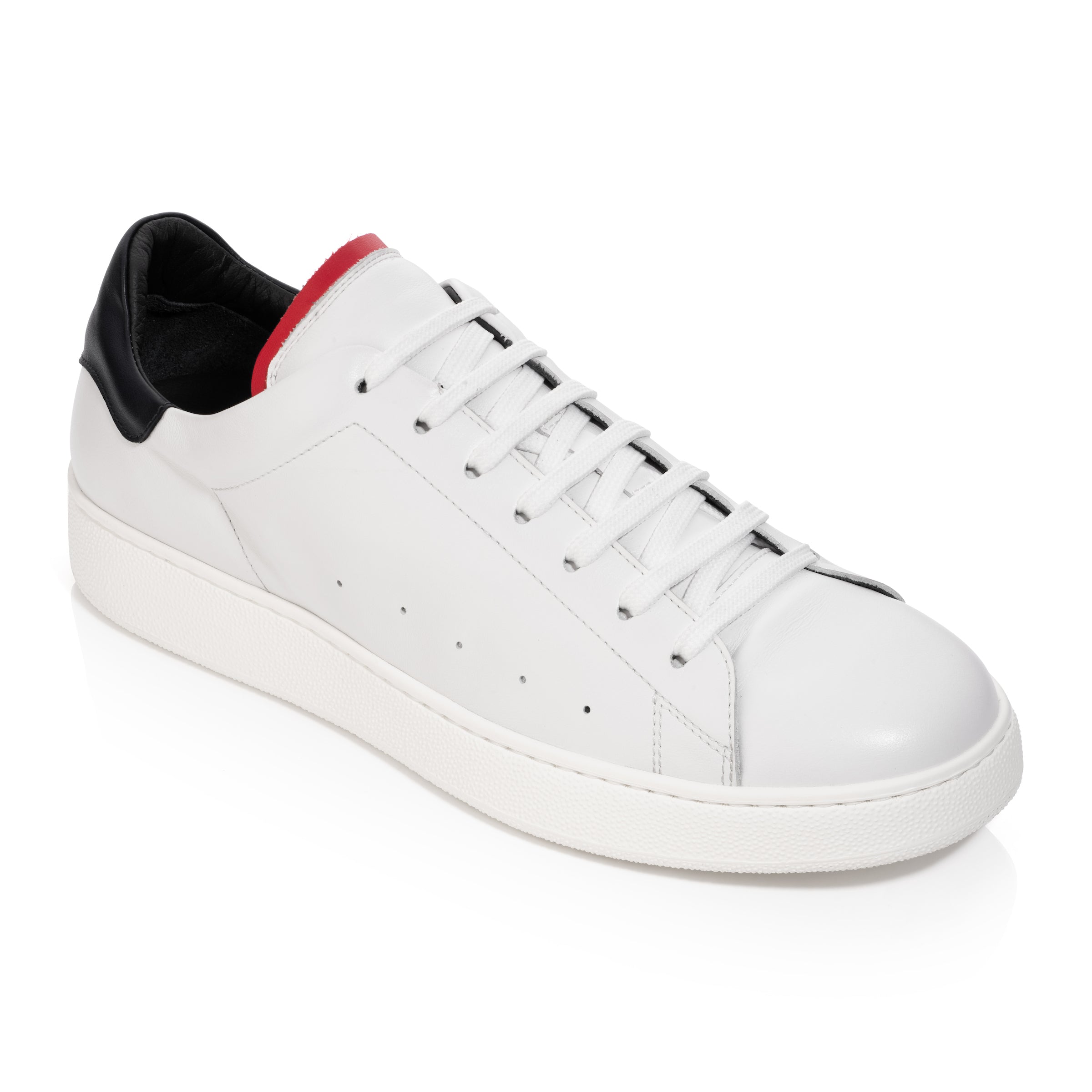 Hyde White/Red/Navy Calf Minimalist Sneaker