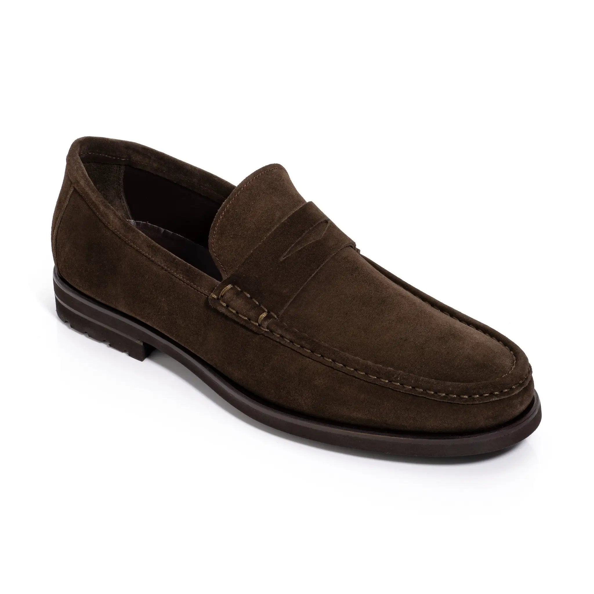 Belfast Dark Brown Suede Penny Loafer by To Boot New York