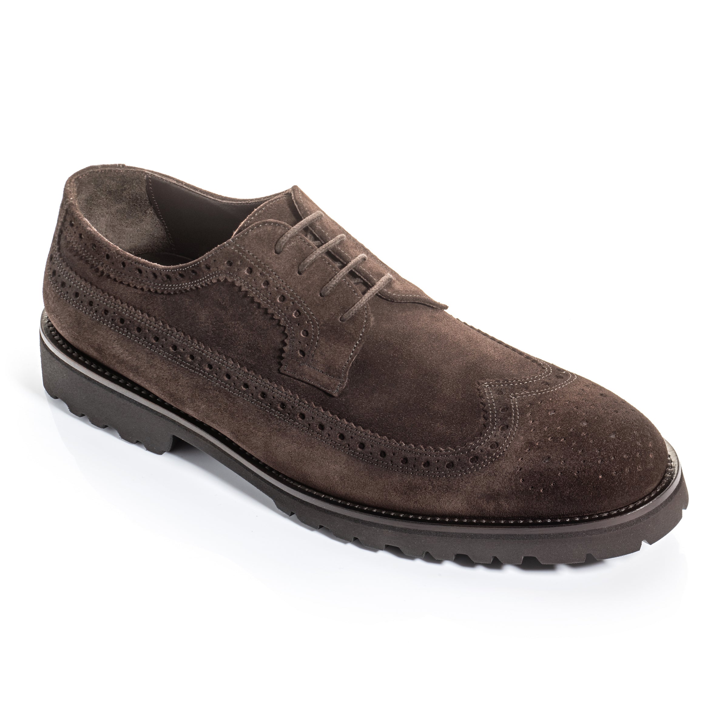 Roman Dark Brown Suede Longwing Brogue