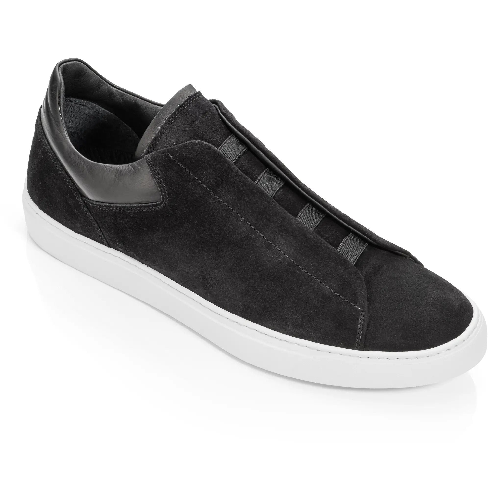 Alberta Black Suede Elastic Slip on Sneaker by To Boot New York