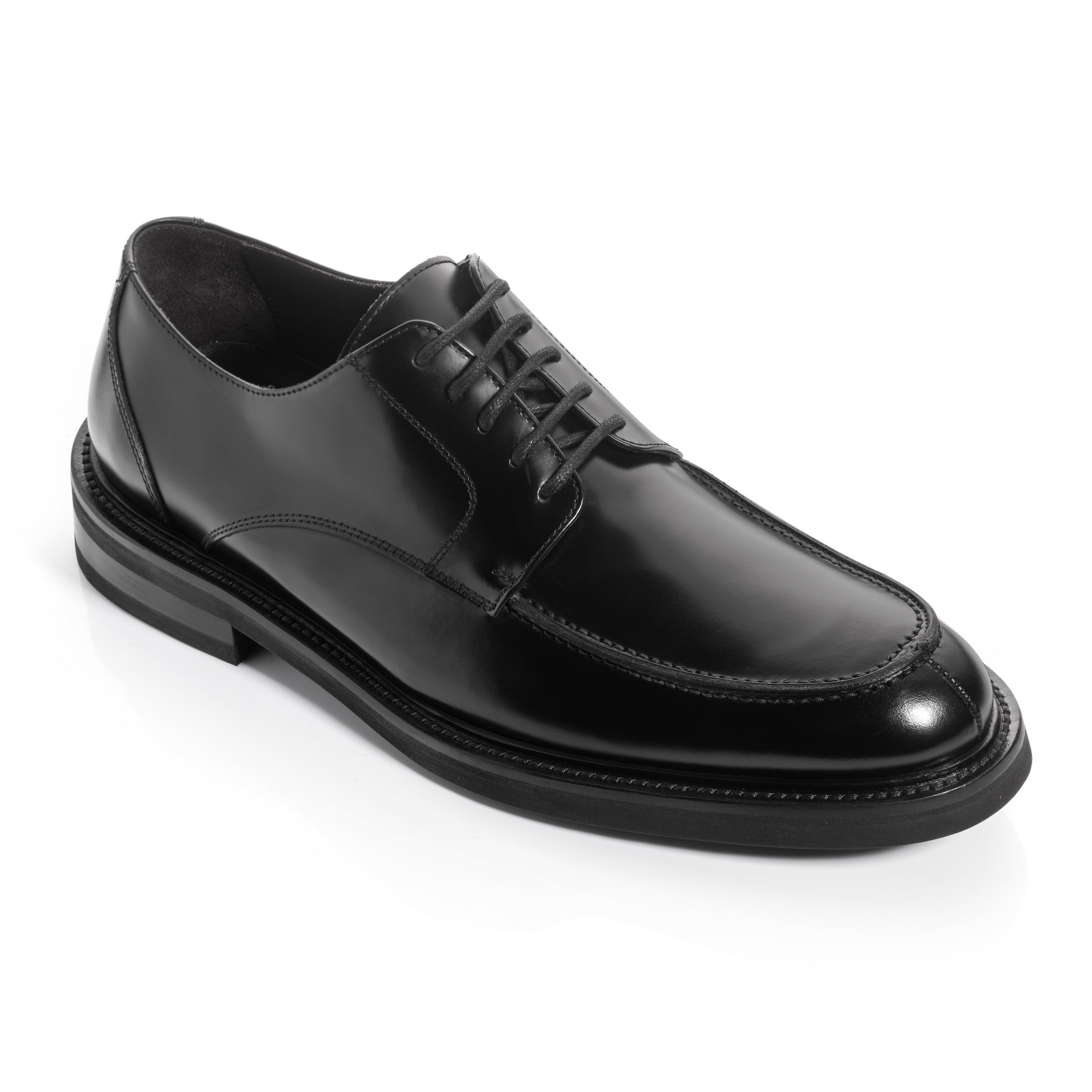 Curtis Black Calf Leather Apron Toe Derby Oxford