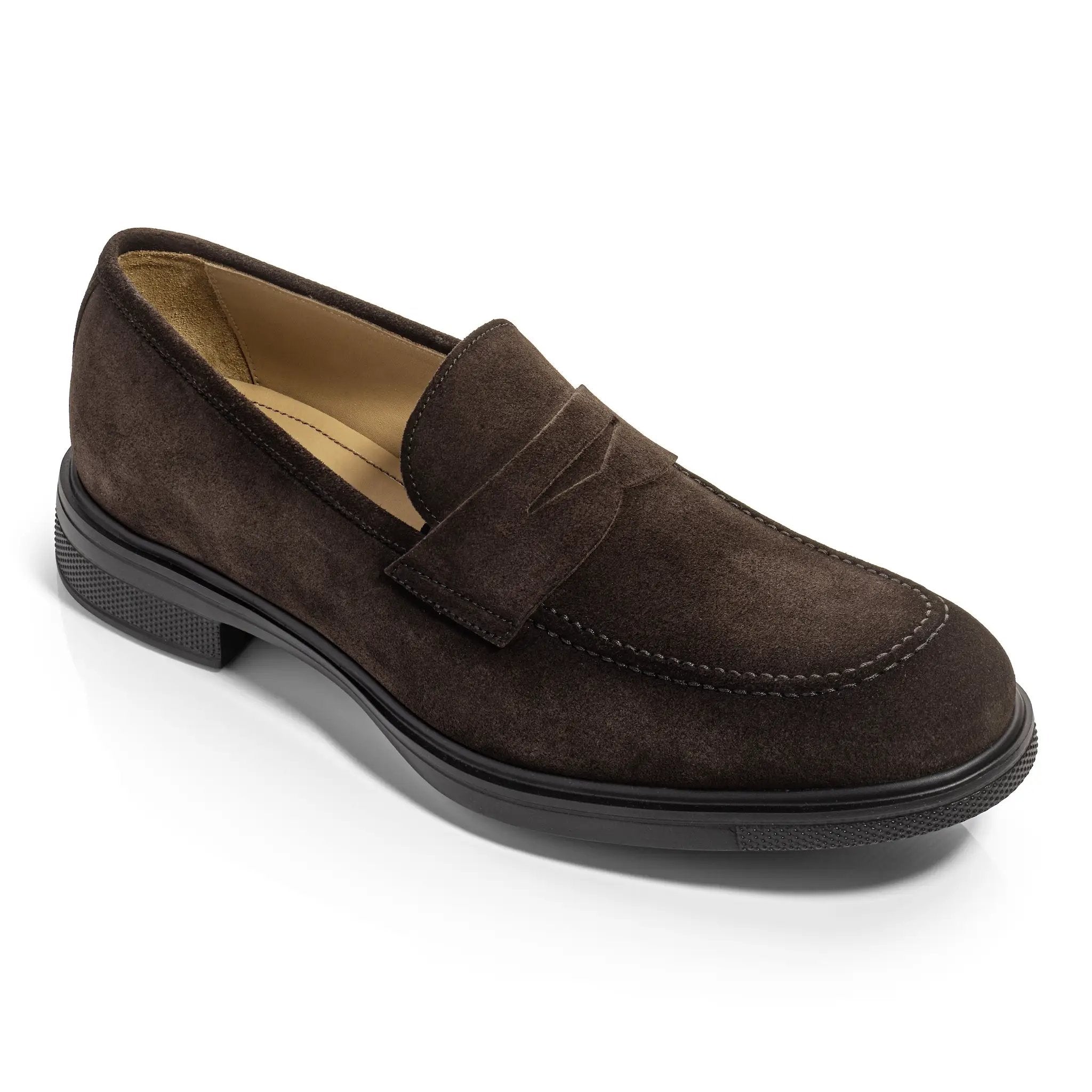 Joey Water-Repellent Dark Brown Suede Penny Loafer by To Boot New York