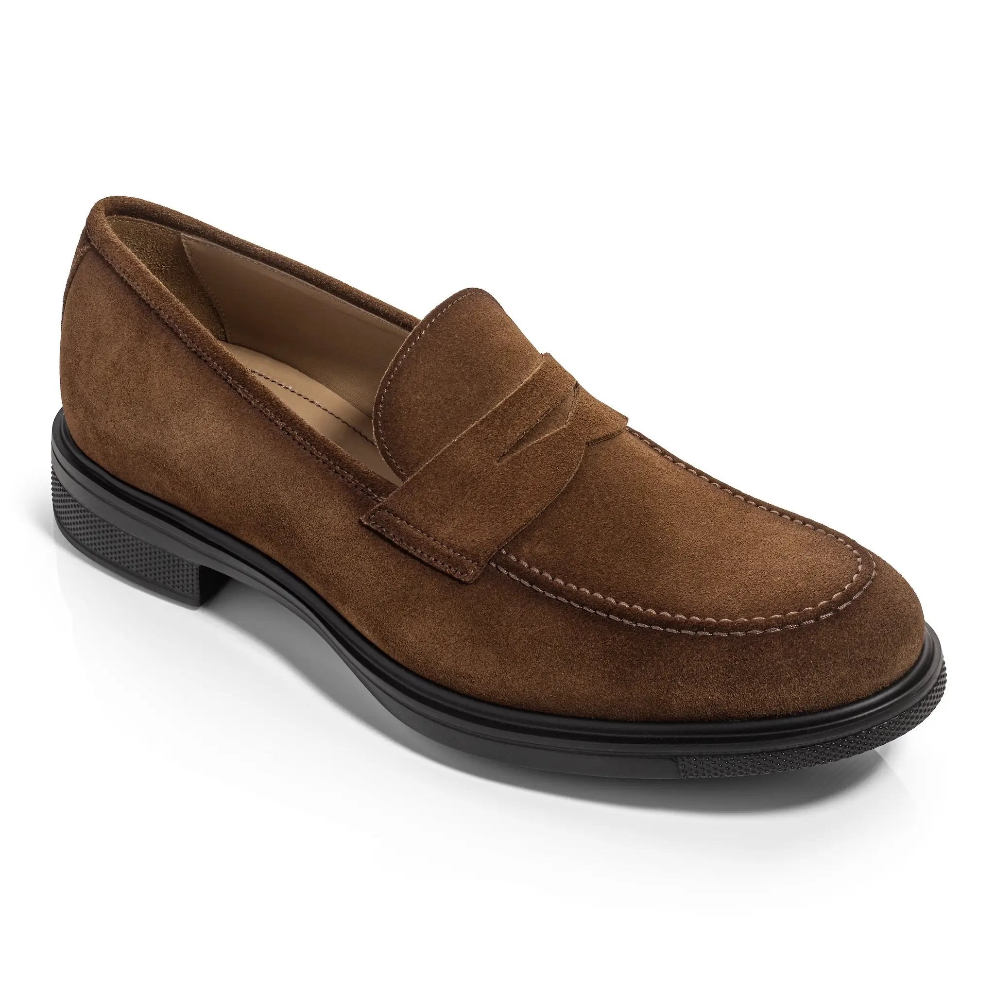 Joey Water-Repellent Mid Brown Suede Penny Loafer by To Boot New York
