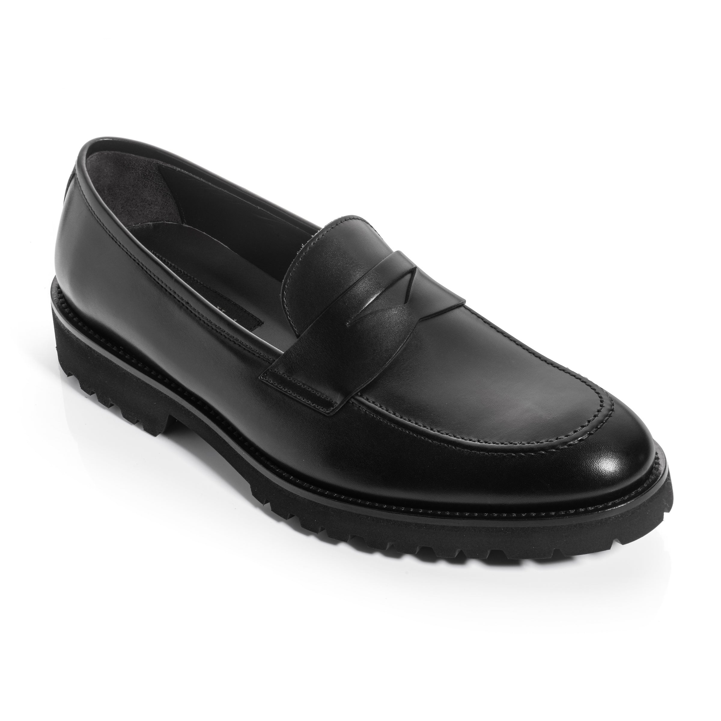 Nino Black Calf Lug Sole Penny Loafer