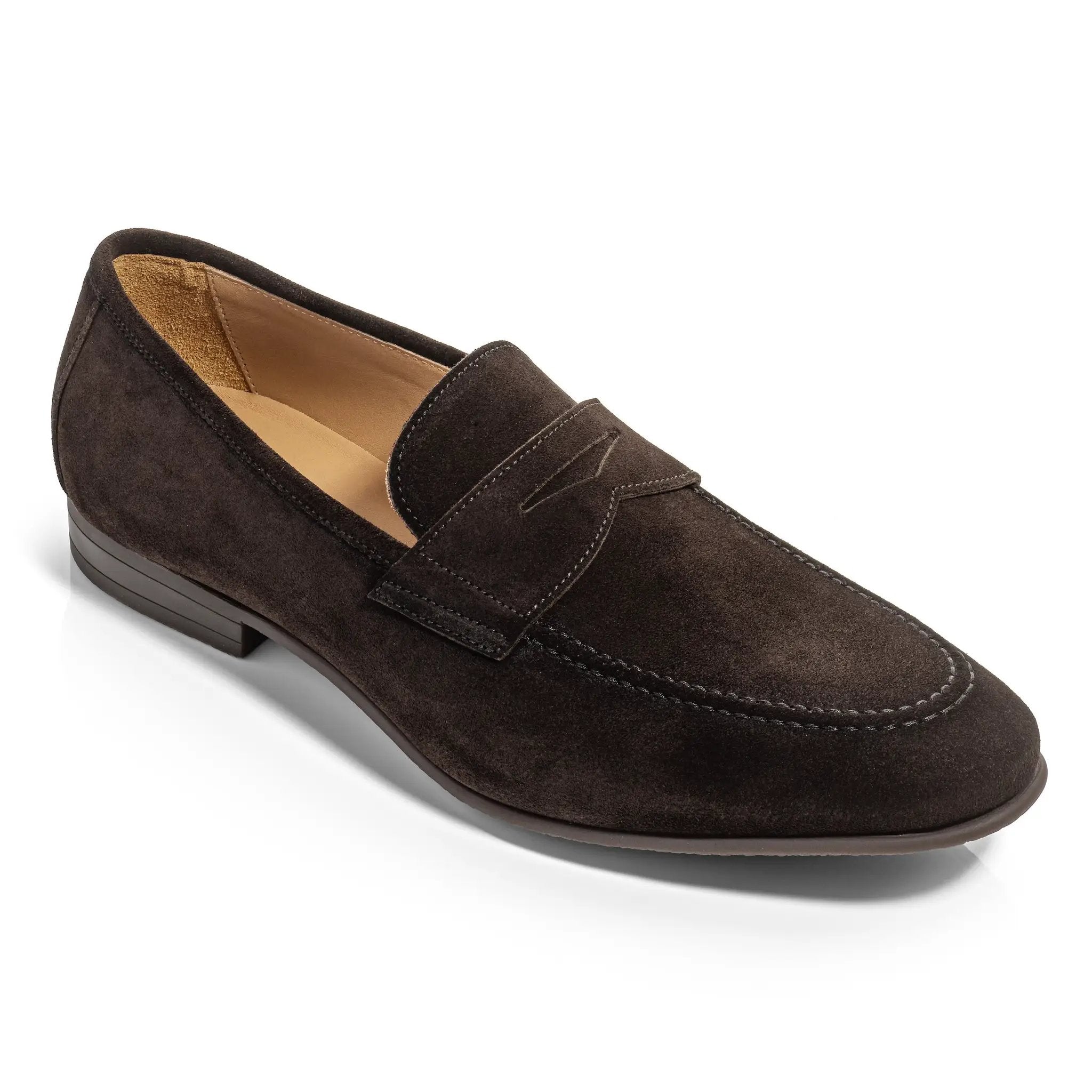 Jenner Dark Brown Suede Penny Loafer by To Boot New York