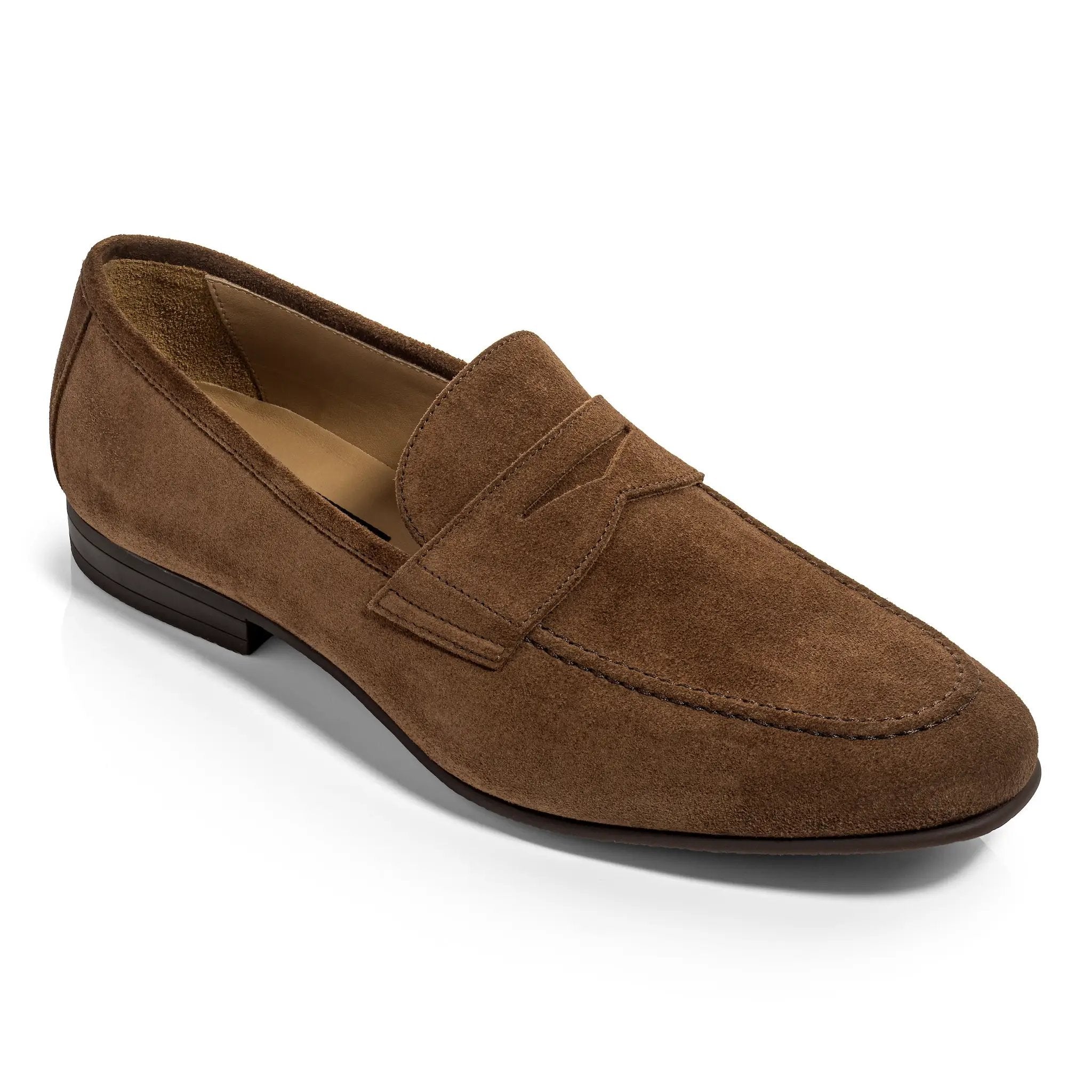 Jenner Medium Brown Suede Penny Loafer by To Boot New York