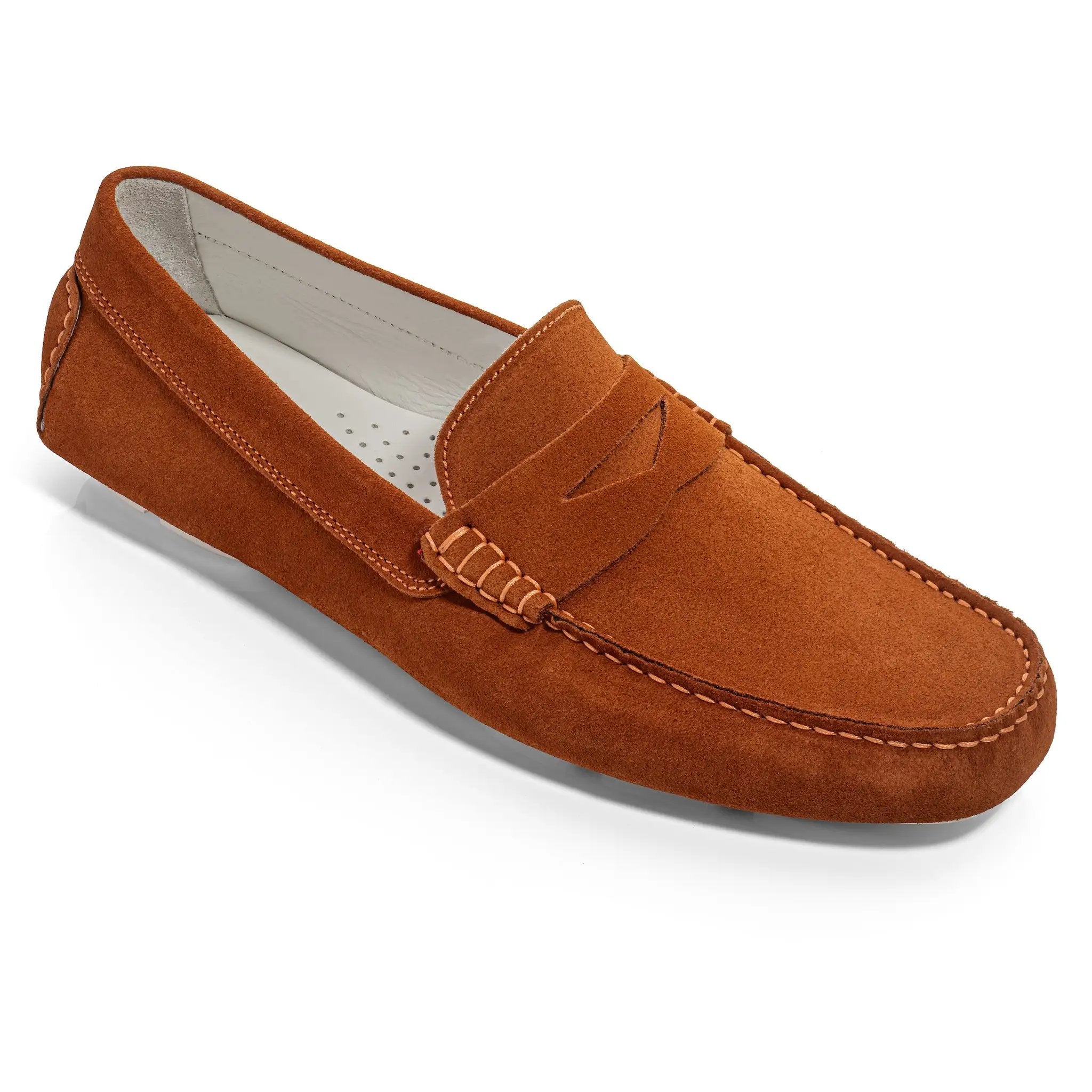 Carmel Orange Suede Penny Loafer Driving Shoe by To Boot New York