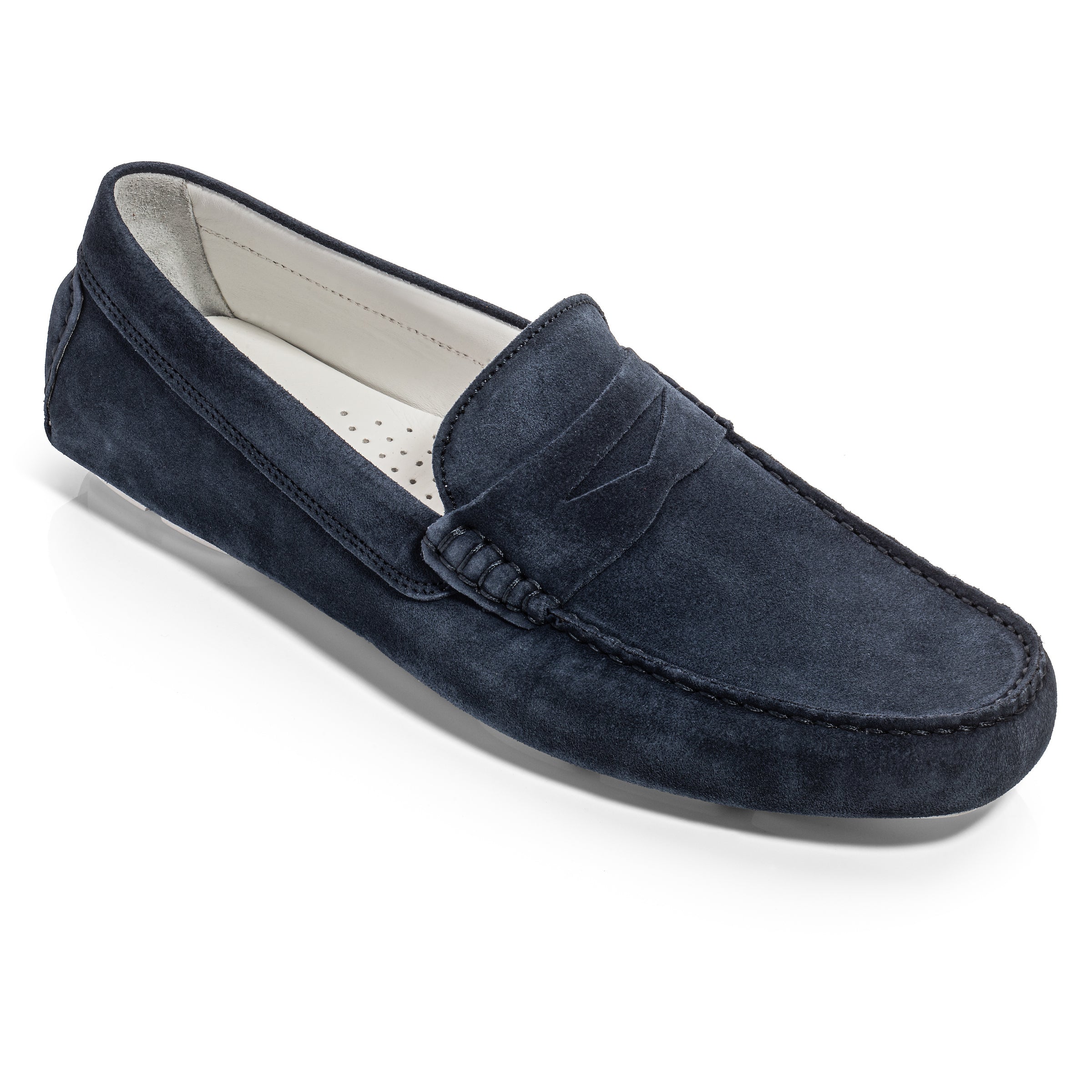 Carmel Blue Suede Penny Loafer Driving Shoe