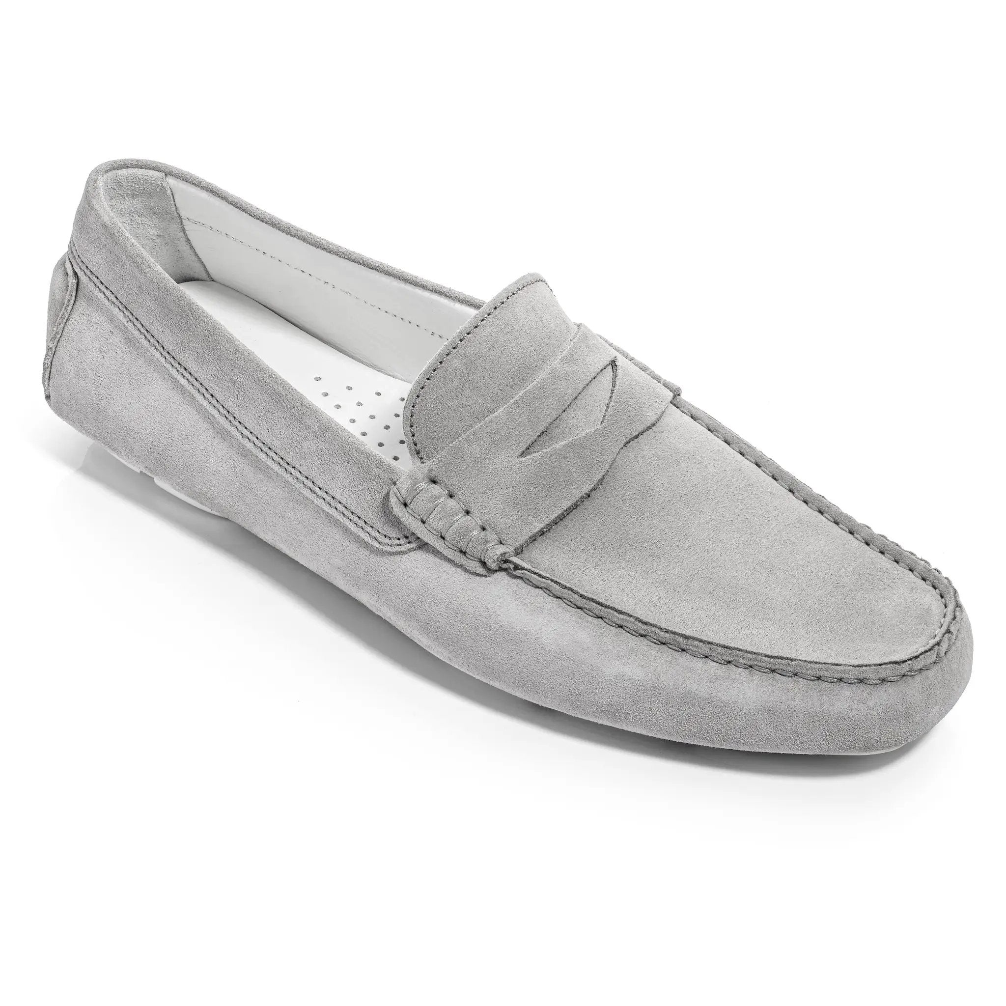 Carmel Light Grey Suede Penny Loafer Driving Shoe by To Boot New York