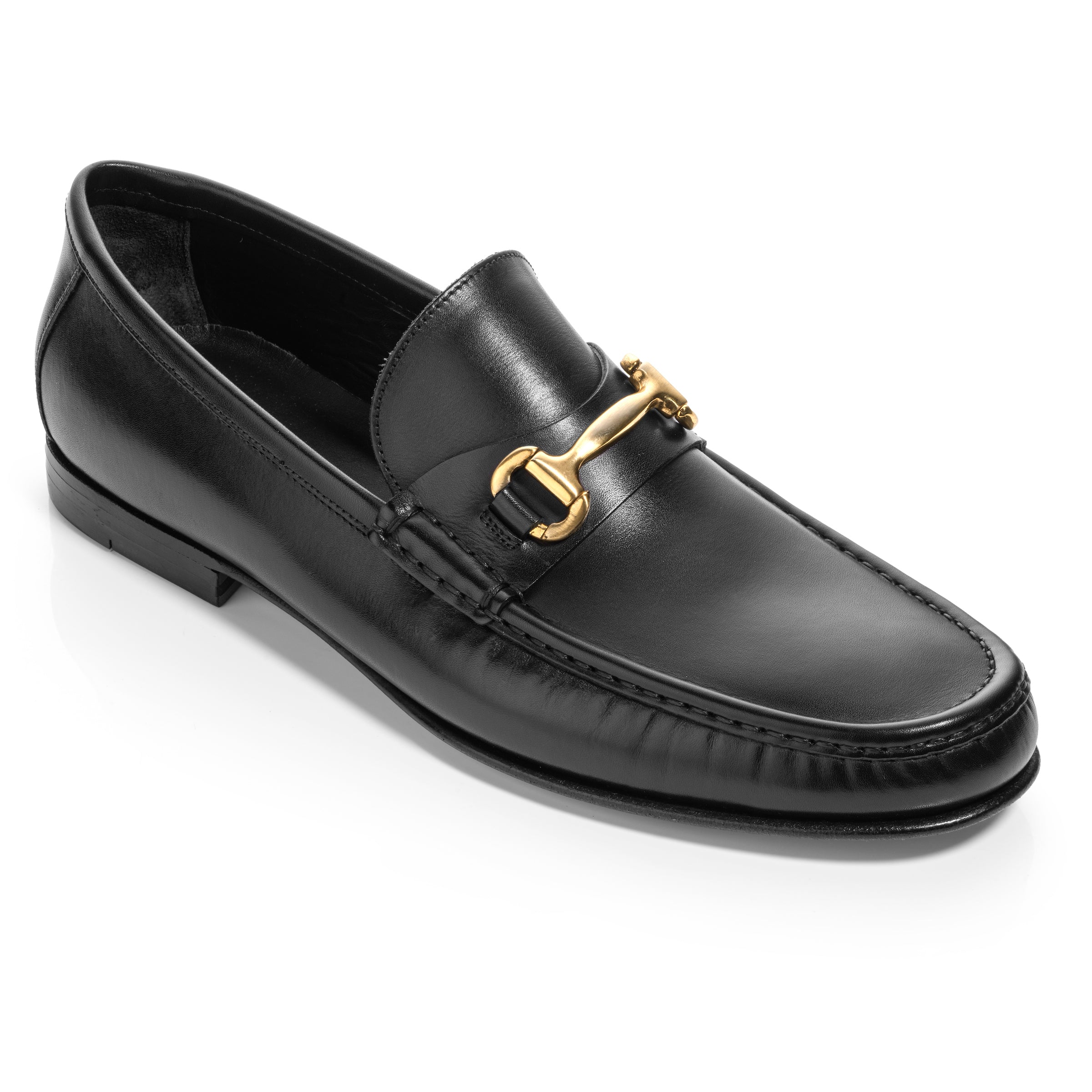 Watts Black Leather Bit Loafers