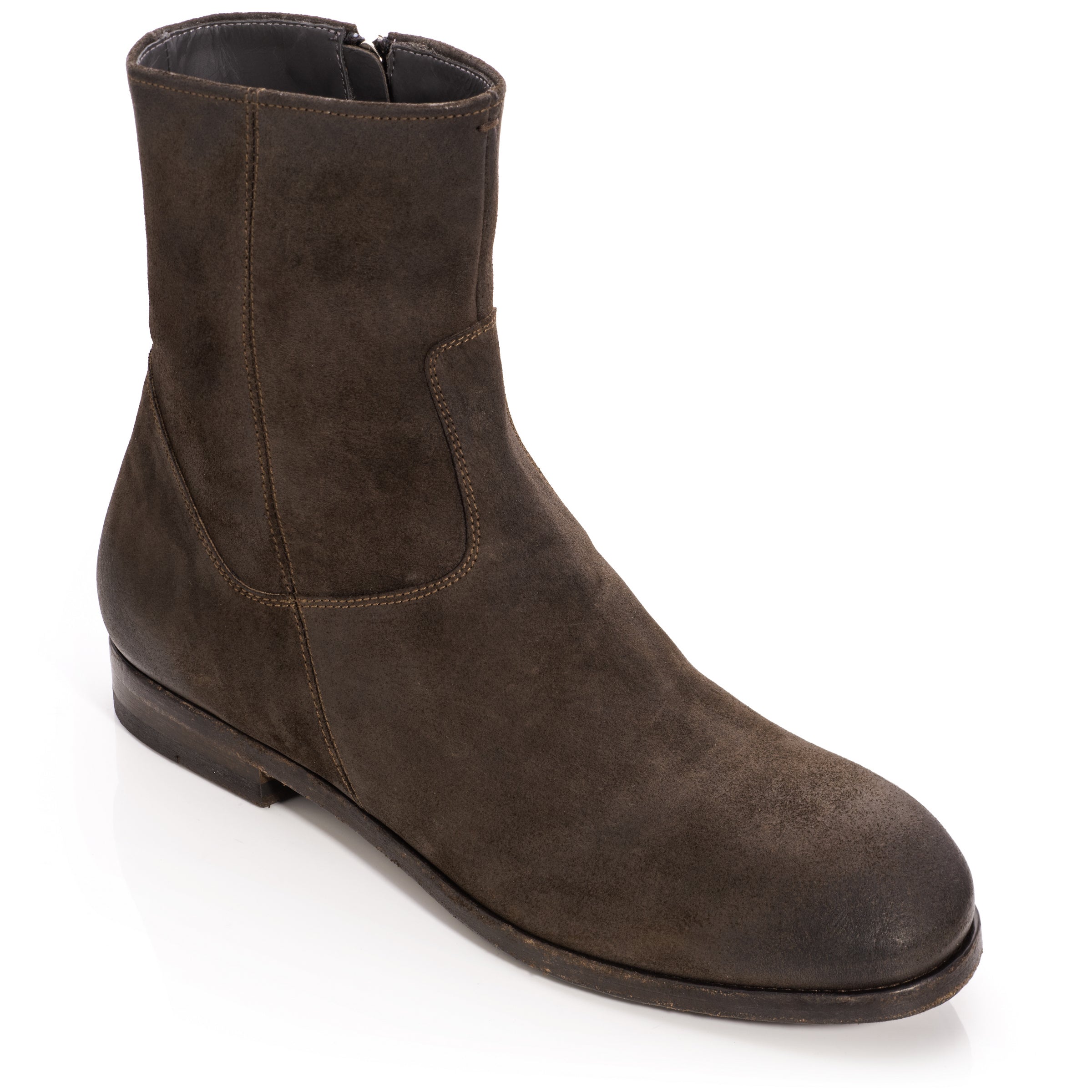 Nils Dark Brown Waxed Suede Zip Boot