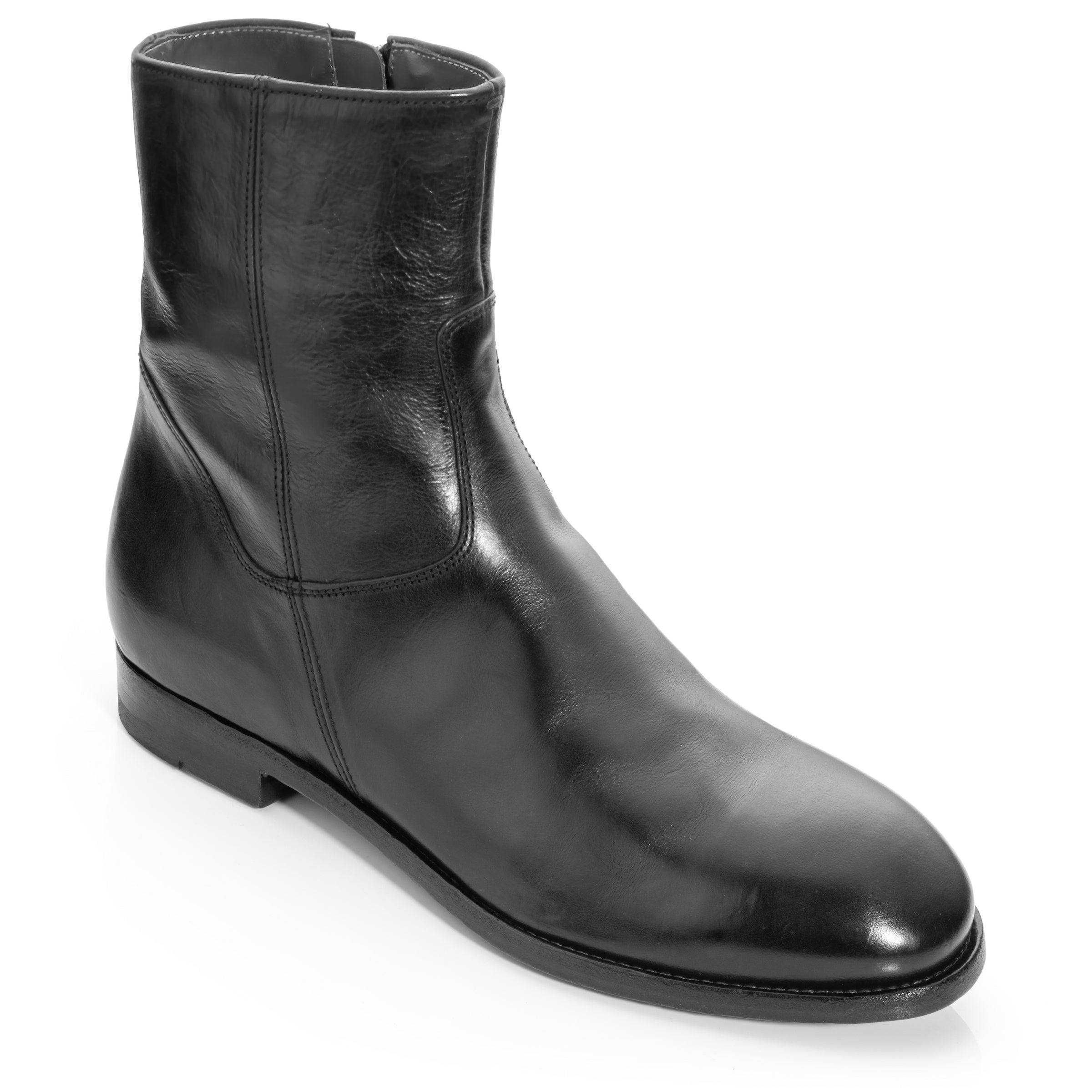 Nils Black Calf Side Zip Boot