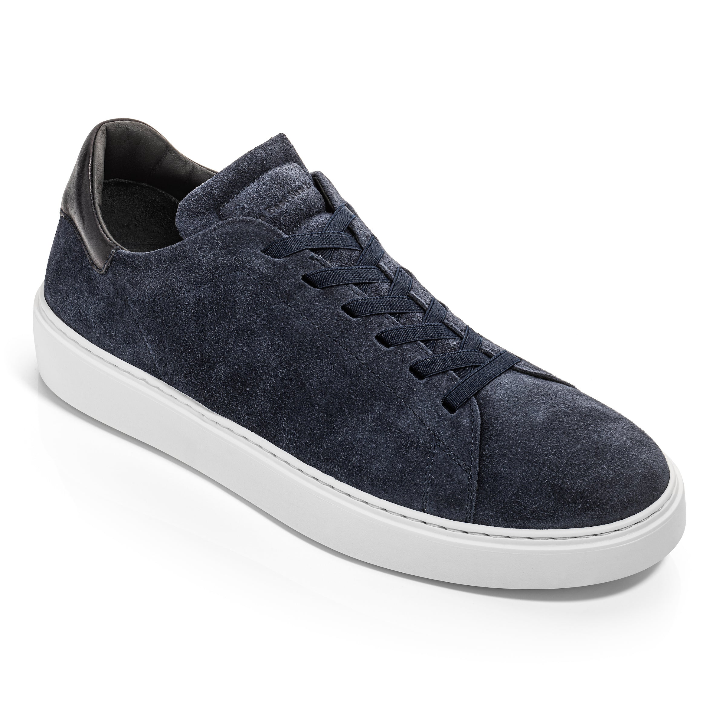 James Blue Suede Stretch Lace Luxury Low-Top Sneaker