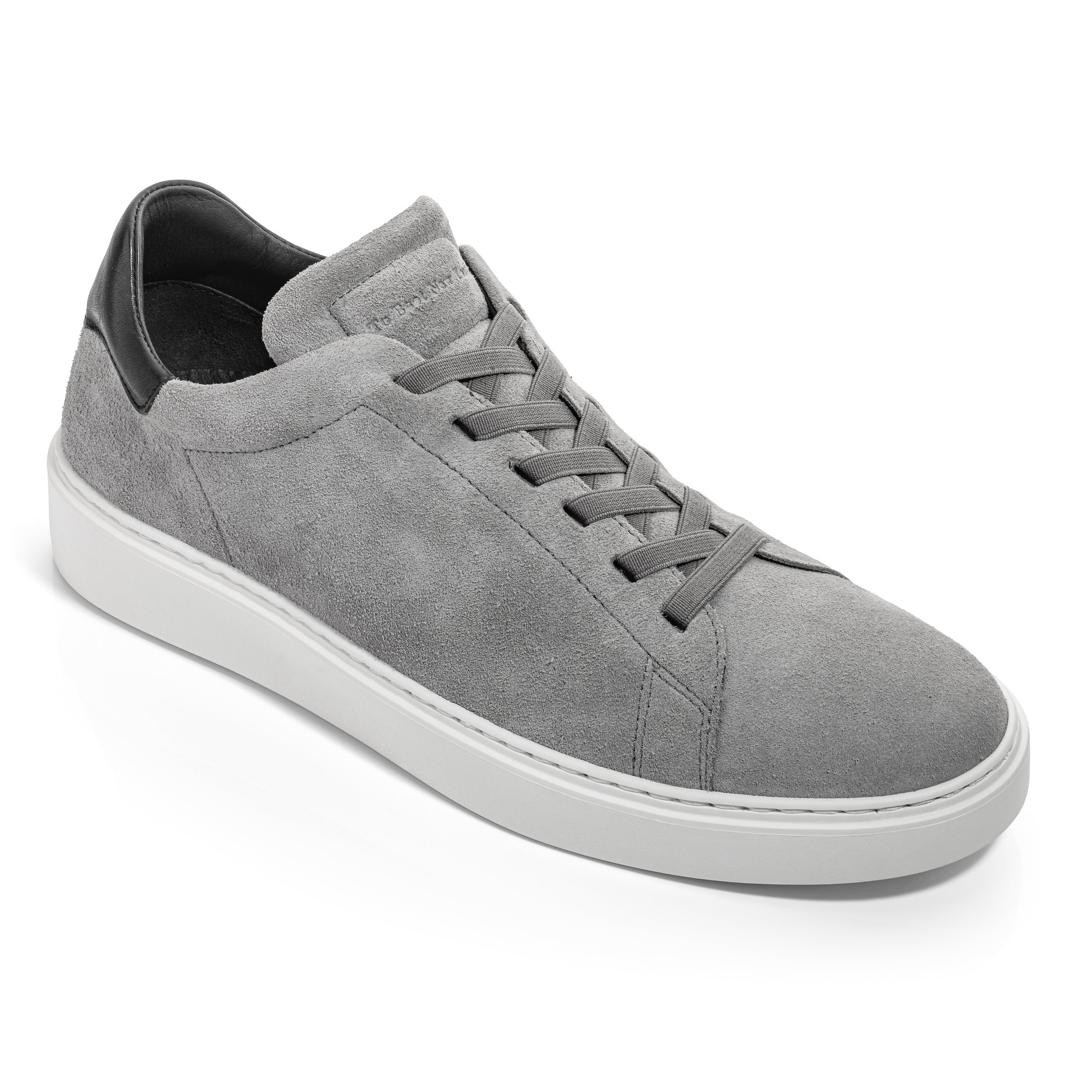 James Grey Suede Stretch Lace Luxury Low-Top Sneaker