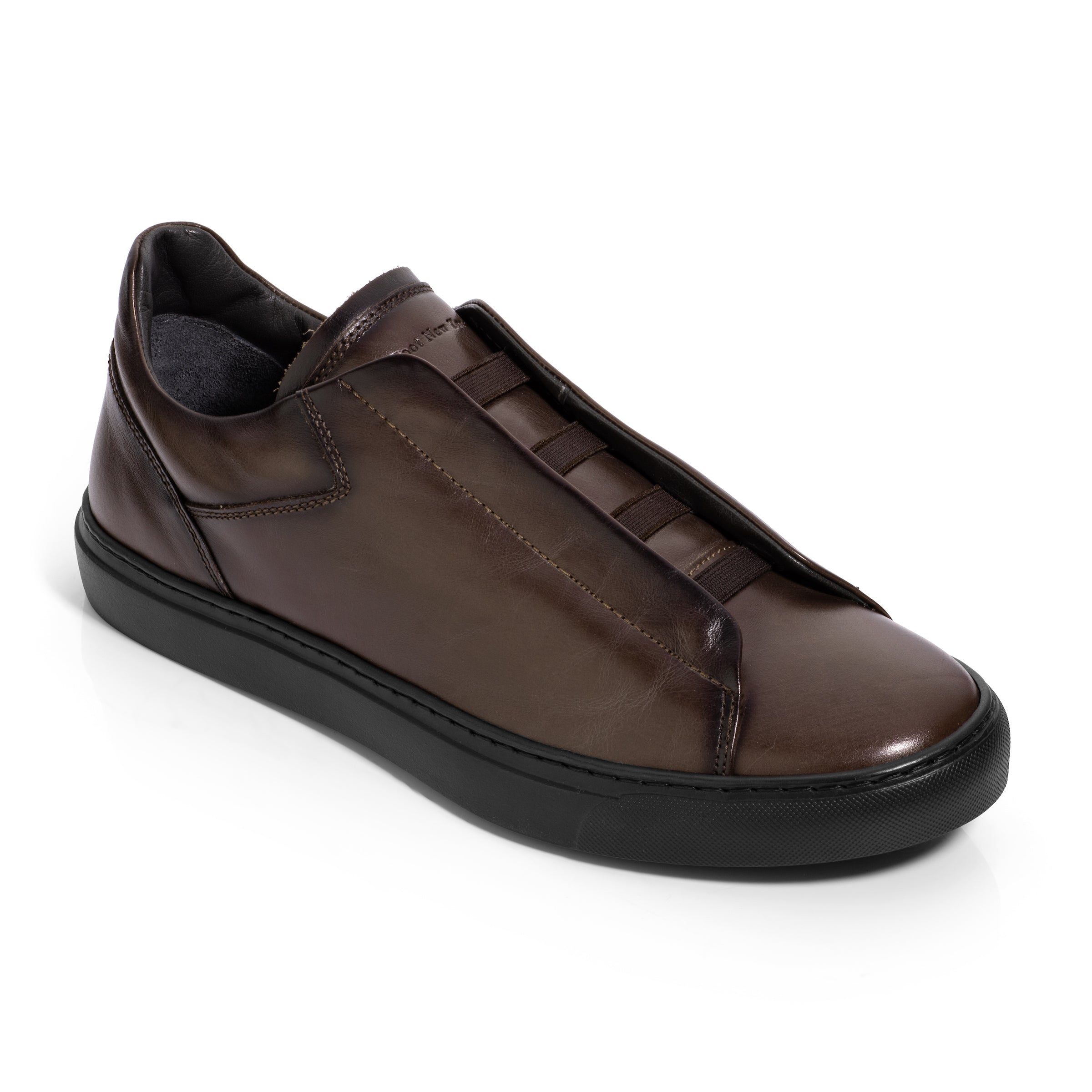 Ainsworth Dark Brown/Black Sole Elastic Slip on Sneaker