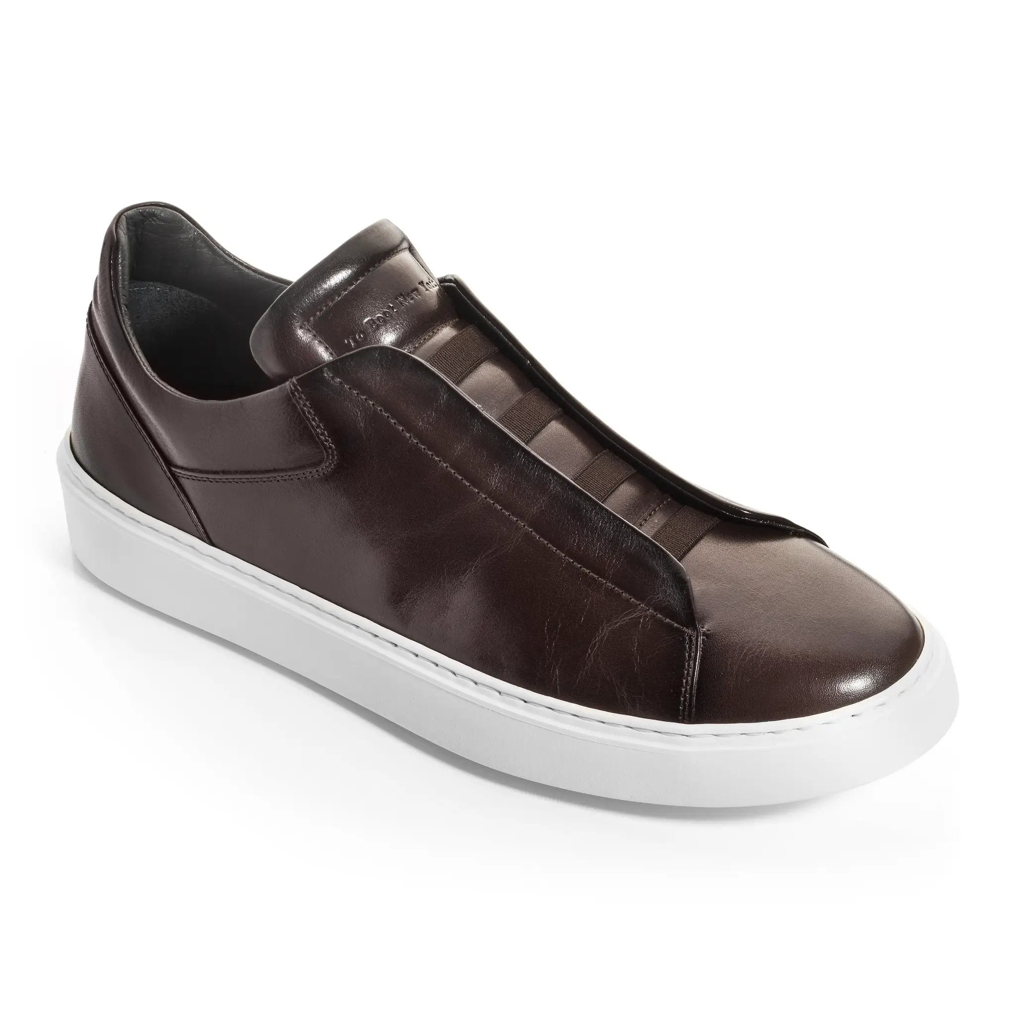 Campion Brown Calf Leather Elastic Slip-On Sneaker by To Boot New York