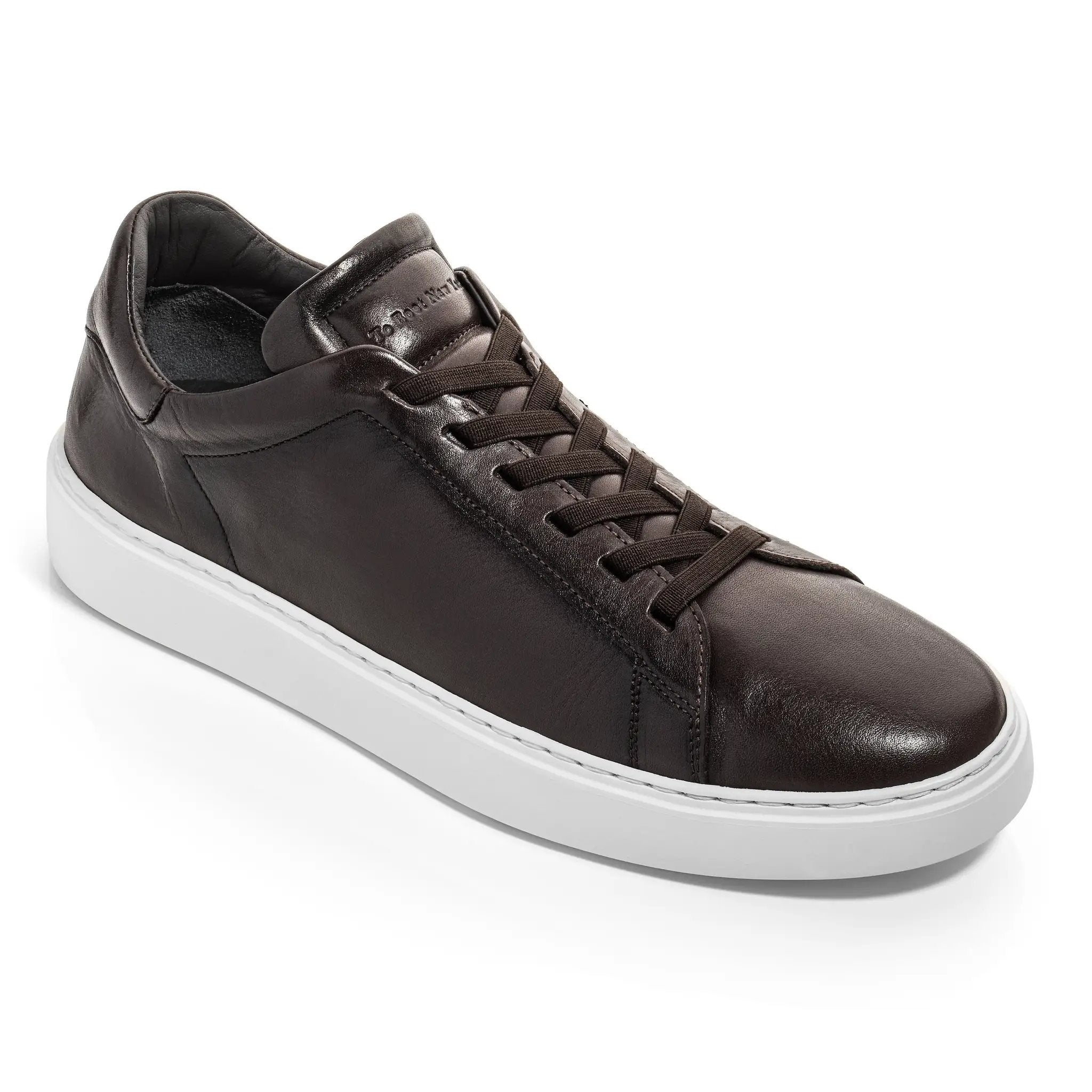 James Dark Brown Leather Elastic Lace Luxury Low-Top Sneaker by To Boot New York