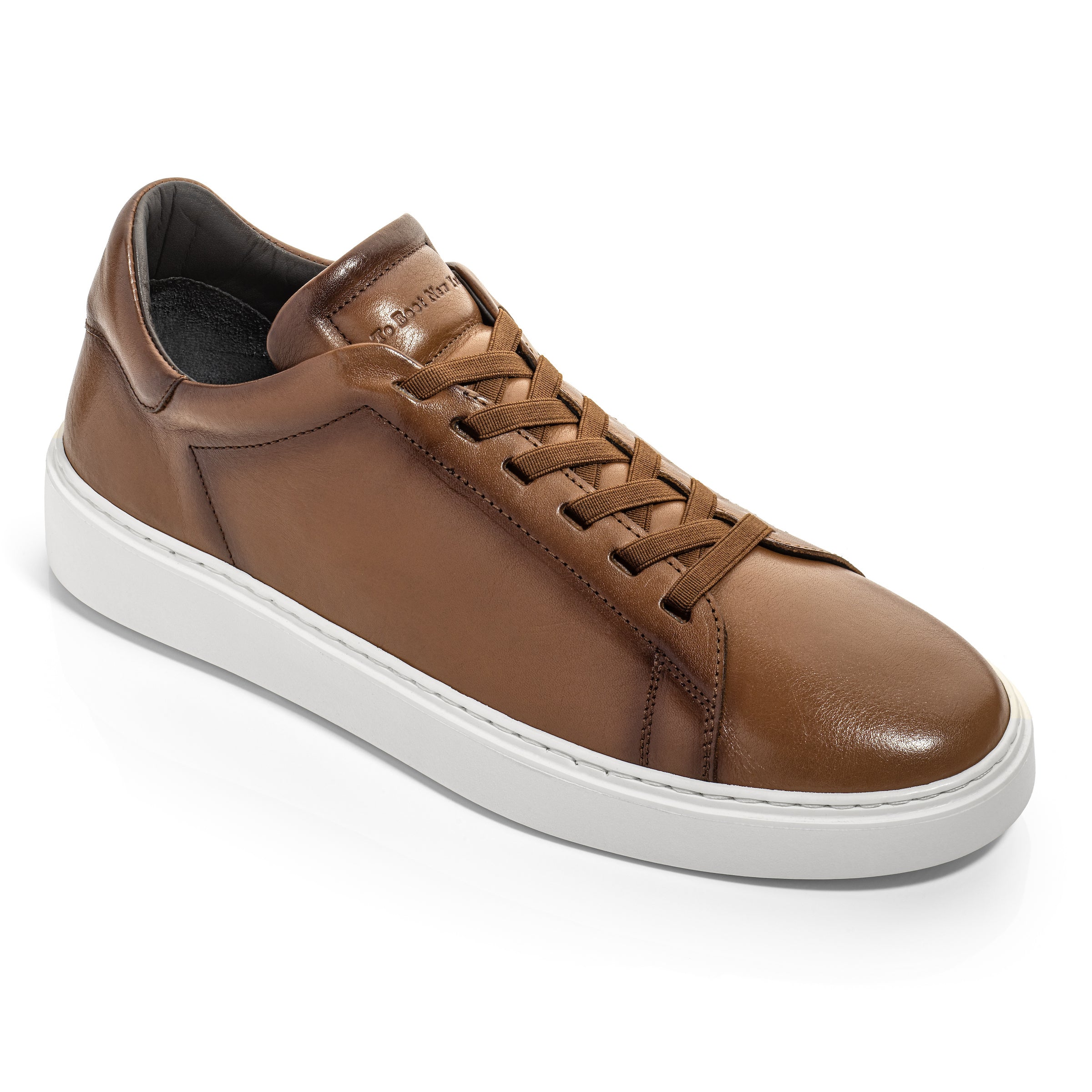 James Tan Leather Stretch Lace Luxury Low-Top Sneaker