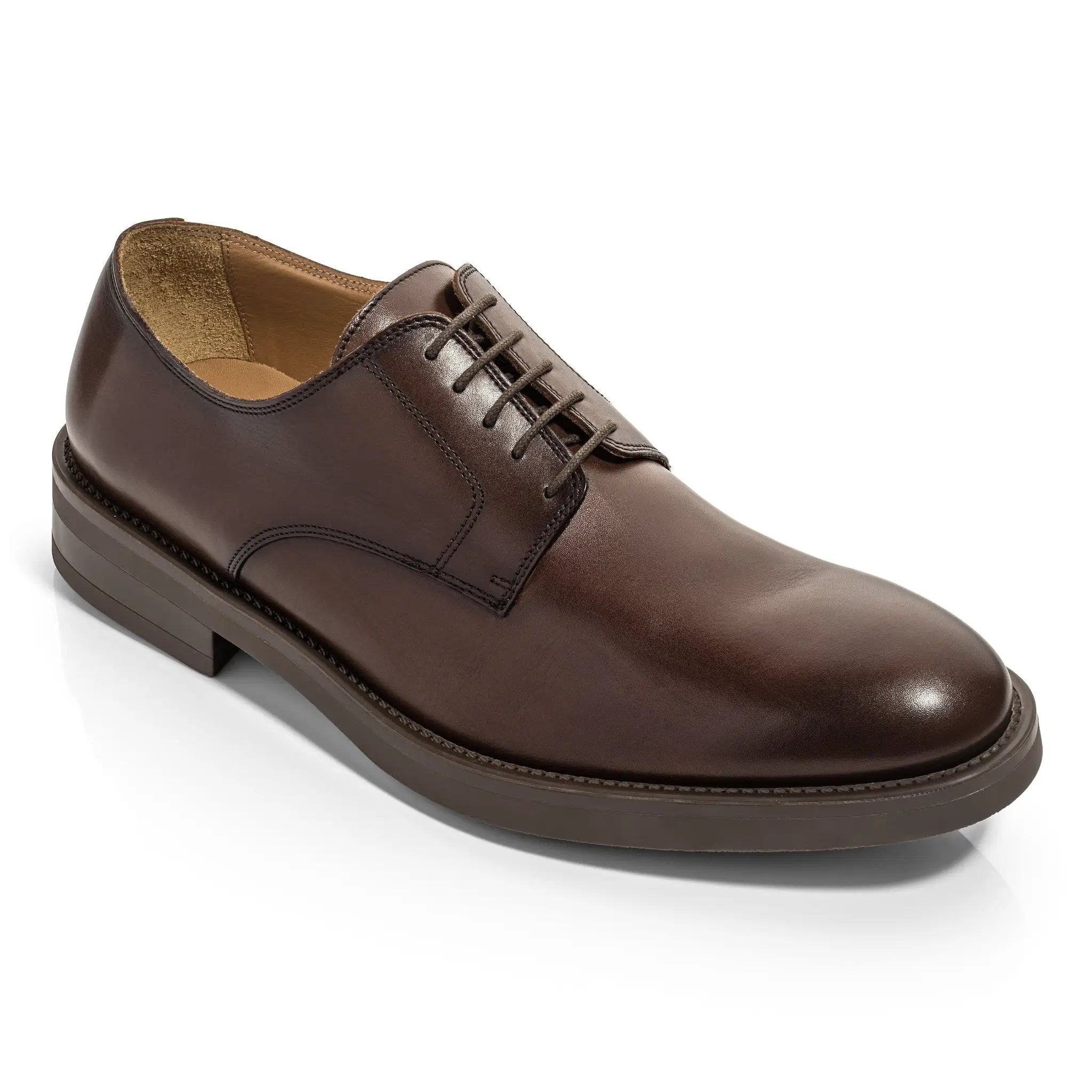 Dustin Burnished Brown Leather Plain Toe Oxford by To Boot New York