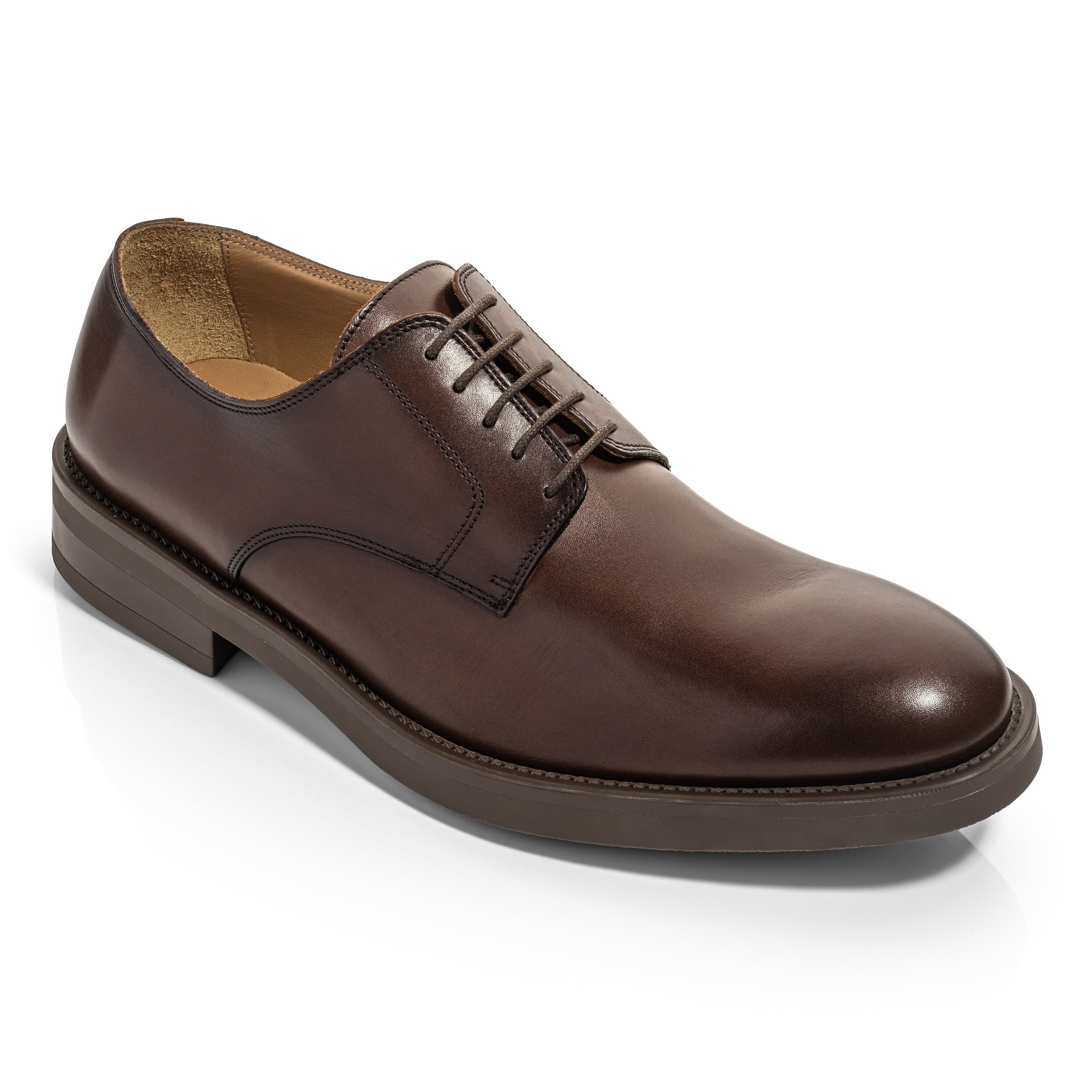Dustin Men's Burnished Brown Leather Plain Toe Oxford