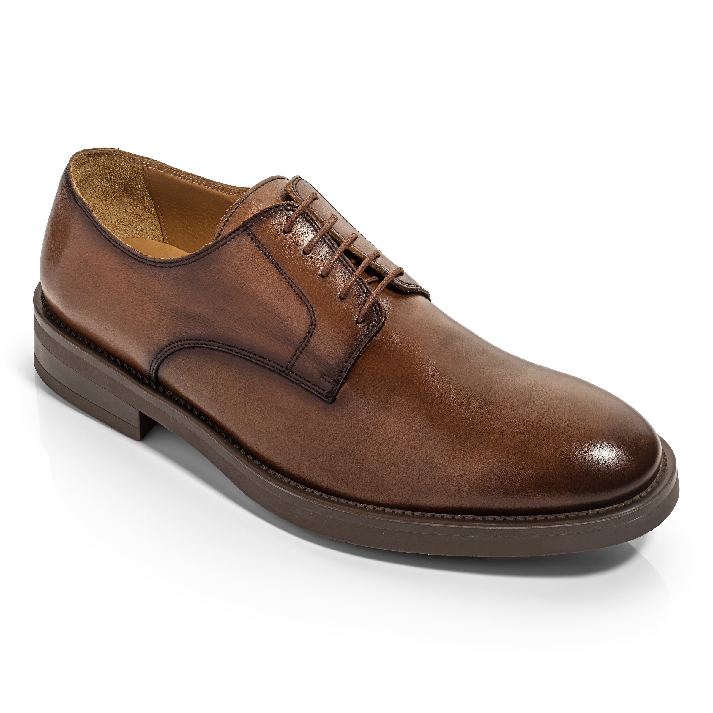 Dustin Brown Leather Plain Toe Lace-Up